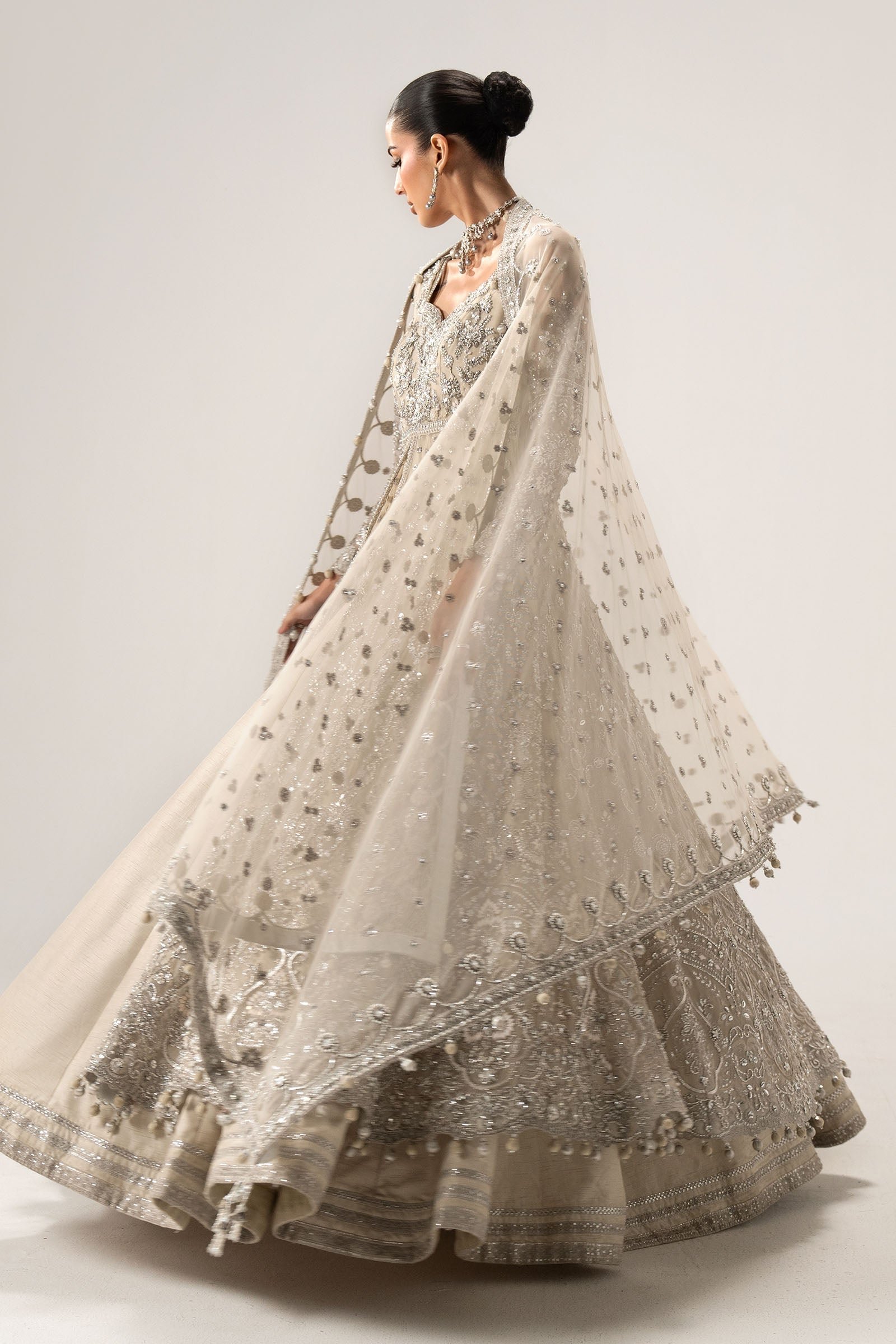 Maria B Elaria Hand Embellished Organza Party Wear Maxi – Photoshoot Angle 10 Maria B Elaria Hand Embellished Organza Party Wear Maxi - Designer Photoshoot Gallery Angle 10 | IQNAZ Couture