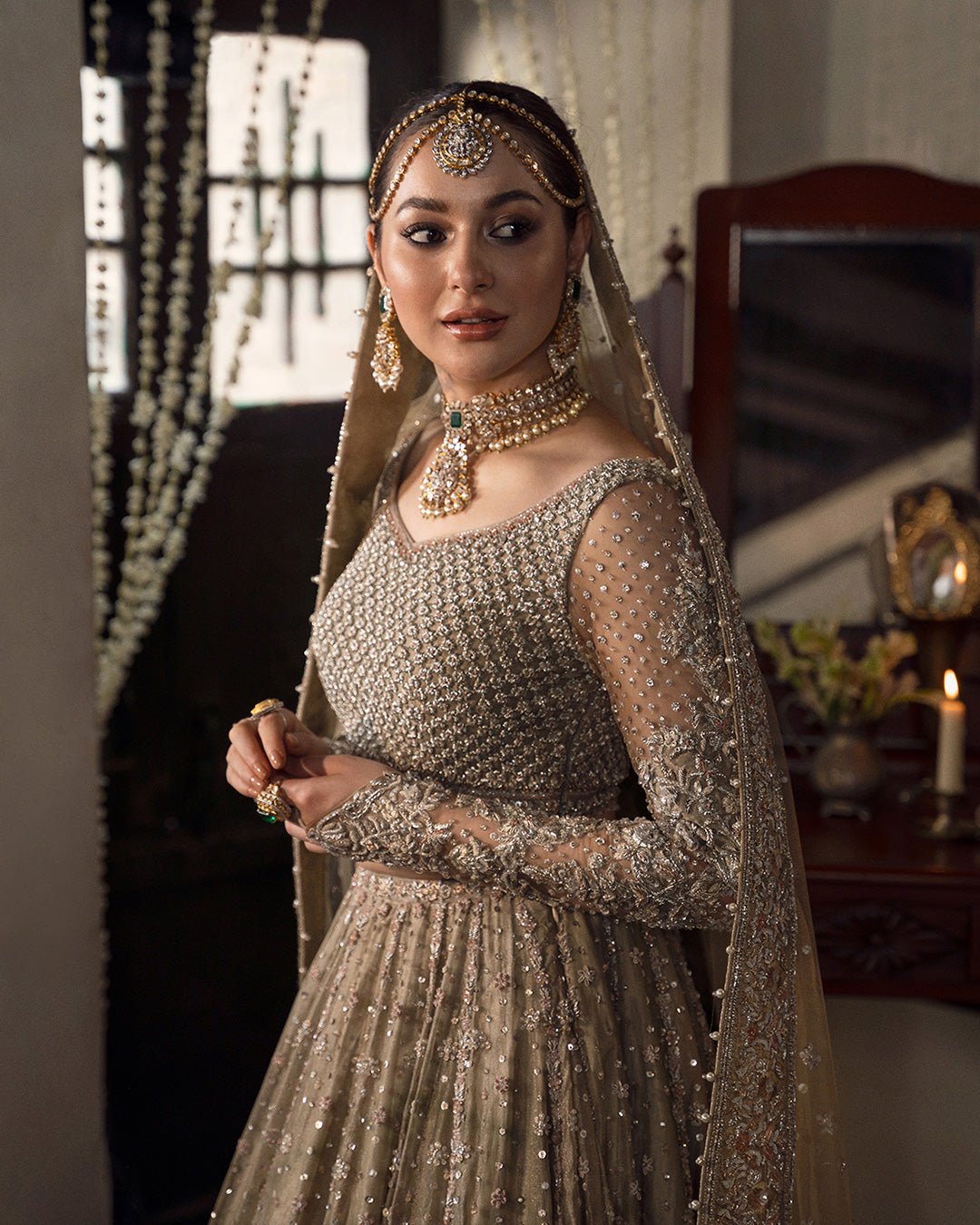 Haris Shakeel Mah Hand Embellished Organza Party Wear Suit - Embroidered Back & Daman Silhouette Detailing | IQNAZ