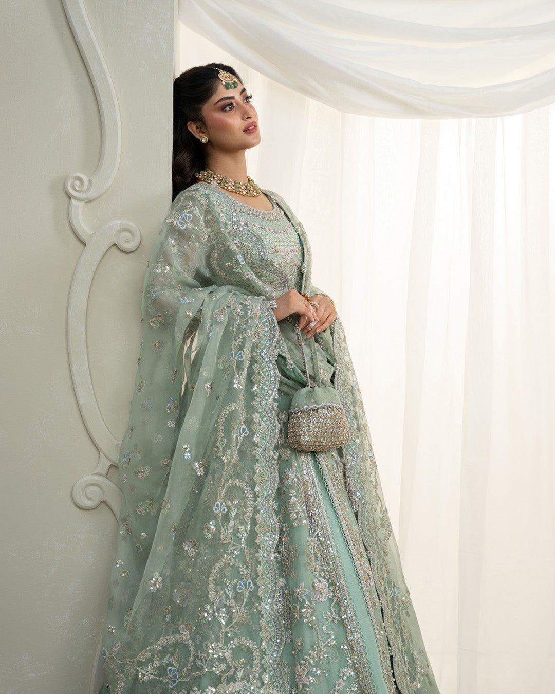 Faiza Saqlain Selin Hand Embellished Organza Party Wear Suit – Photoshoot Angle 7 Faiza Saqlain Selin Hand Embellished Organza Party Wear Suit - Designer Photoshoot Gallery Angle 7 | IQNAZ Couture