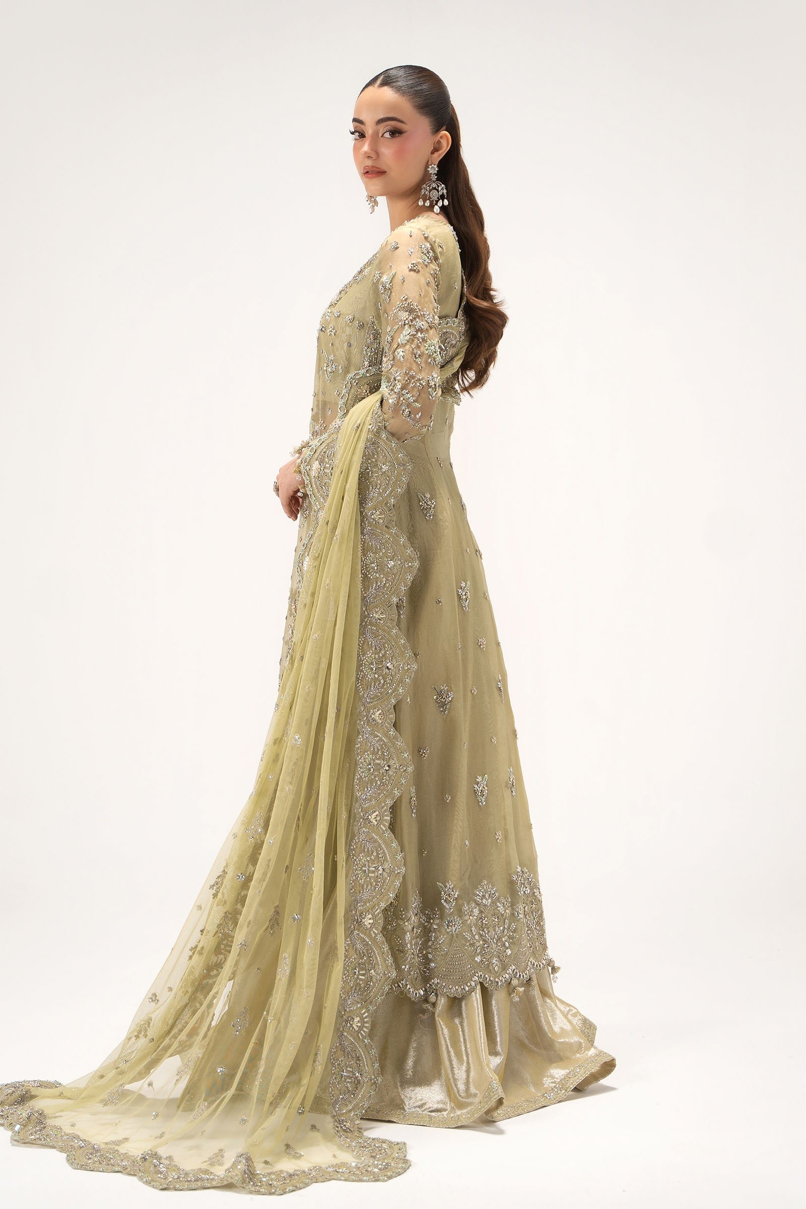 Maria B Embroidered Organza Party Wear Suit – Photoshoot Angle 14 Maria B Embroidered Organza Party Wear Suit - Designer Photoshoot Gallery Angle 14 | IQNAZ Couture