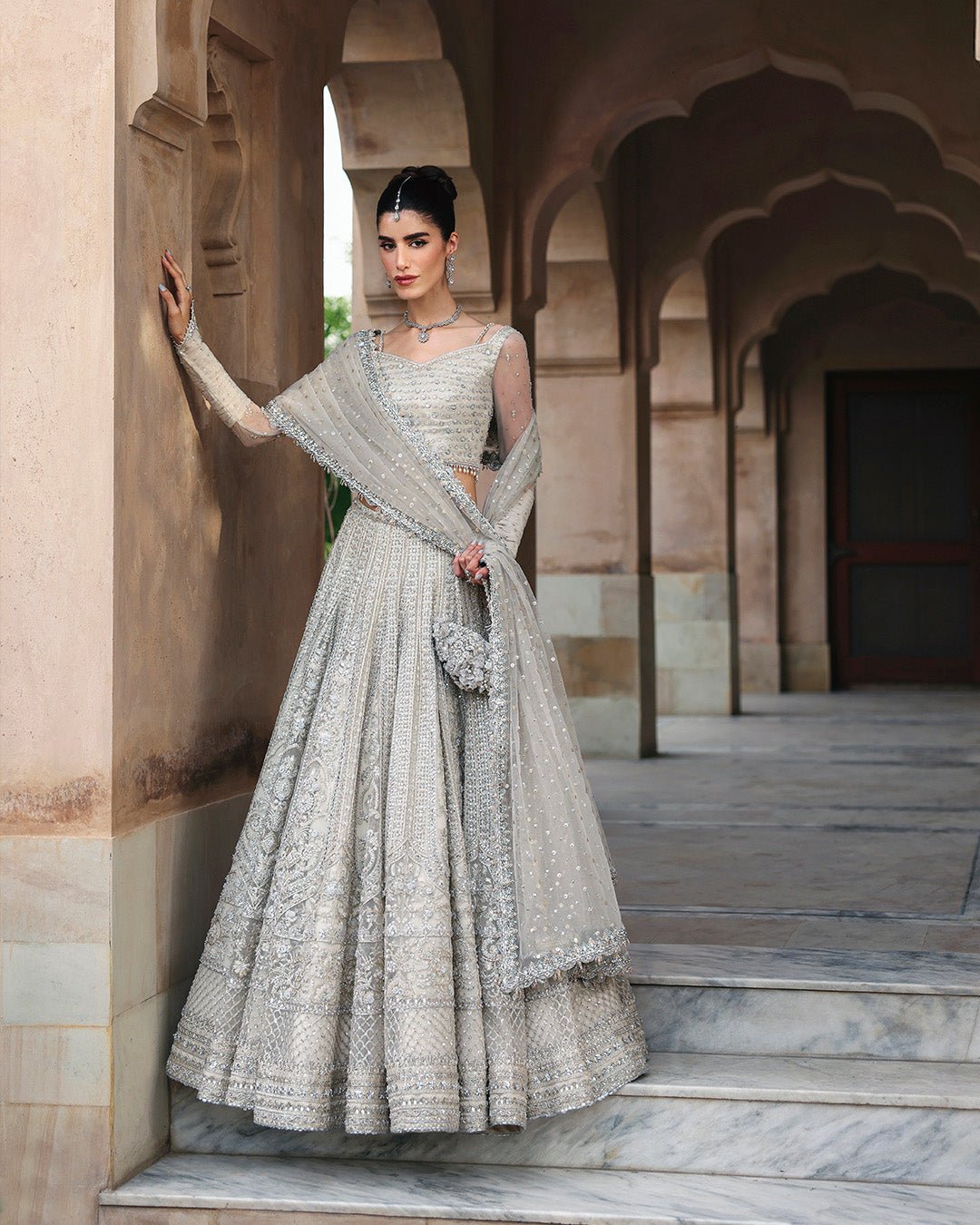 Faiza Saqlain Cammi Hand Embellished Net Bridal Maxi – Photoshoot Angle 6 Faiza Saqlain Cammi Hand Embellished Net Bridal Maxi - Designer Photoshoot Gallery Angle 6 | IQNAZ Couture