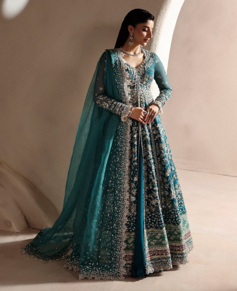 Republic Womens Wear Oriane Hand Embellished Net Bridal Maxi - Model Front Look | Pakistani Designer Replica Wholesale | IQNAZ