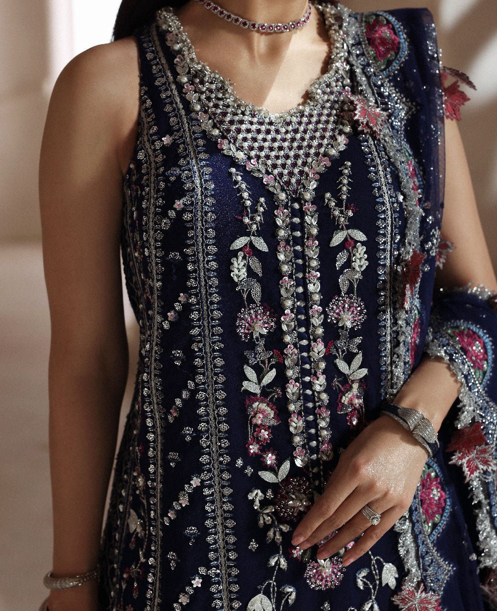 Republic Womens Wear Clarisse Embroidered Net Party Wear Suit – Photoshoot Angle 6 Republic Womens Wear Clarisse Embroidered Net Party Wear Suit - Designer Photoshoot Gallery Angle 6 | IQNAZ Couture