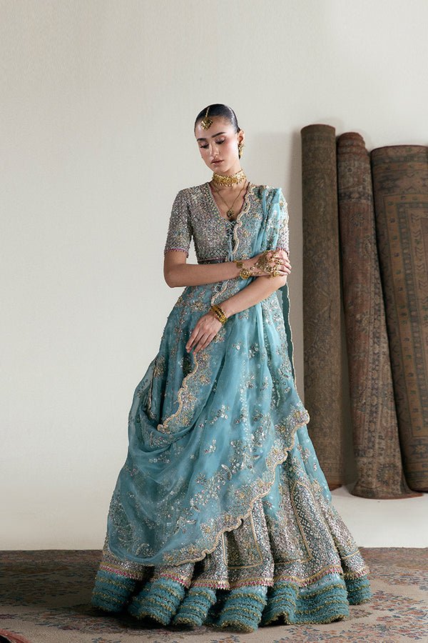 Suffuse Iris Couture Anaira Hand Embellished Organza Party Wear Suit - Four-Sided Embroidered Dupatta & Pallu Border | IQNAZ