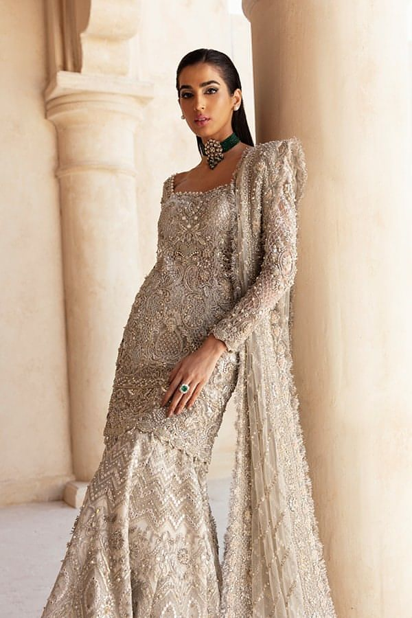 Soraya Opulent Hand Embellished Net Bridal Maxi - Embroidered Back & Daman Silhouette Detailing | IQNAZ