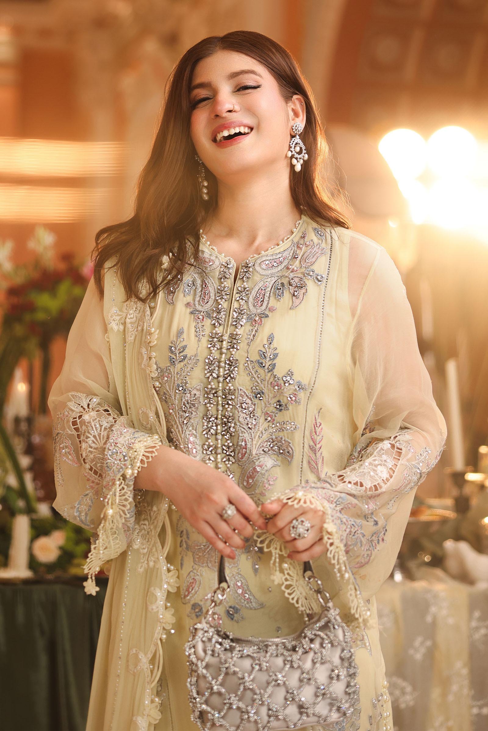 Maria B Embroidered Chiffon Party Wear Suit - Designer Photoshoot Gallery Angle 8 | IQNAZ Couture