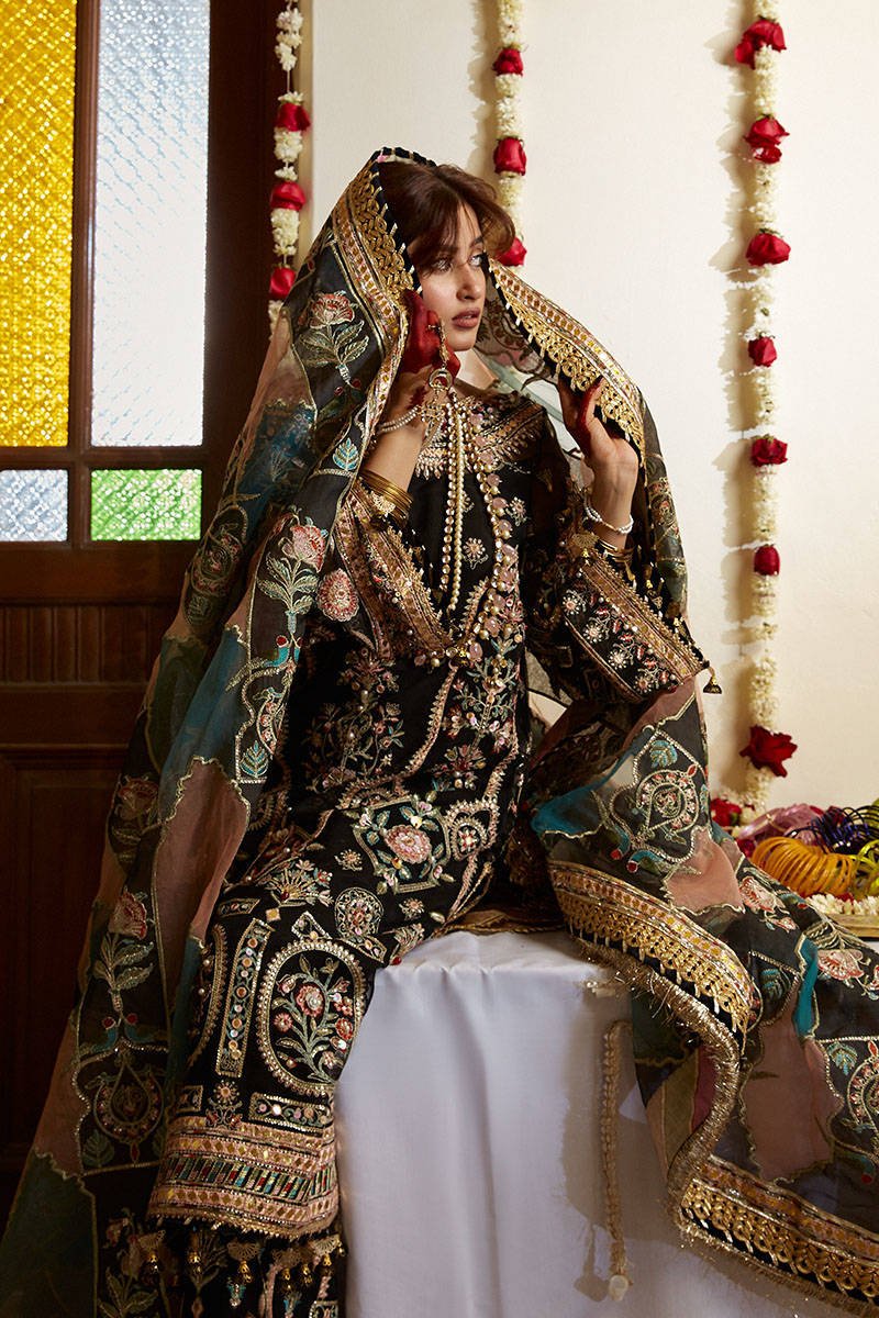 Mohsin Naveed Ranjha Gul Hand Embellished Organza Party Wear Suit - Designer Photoshoot Gallery Angle 7 | IQNAZ Couture