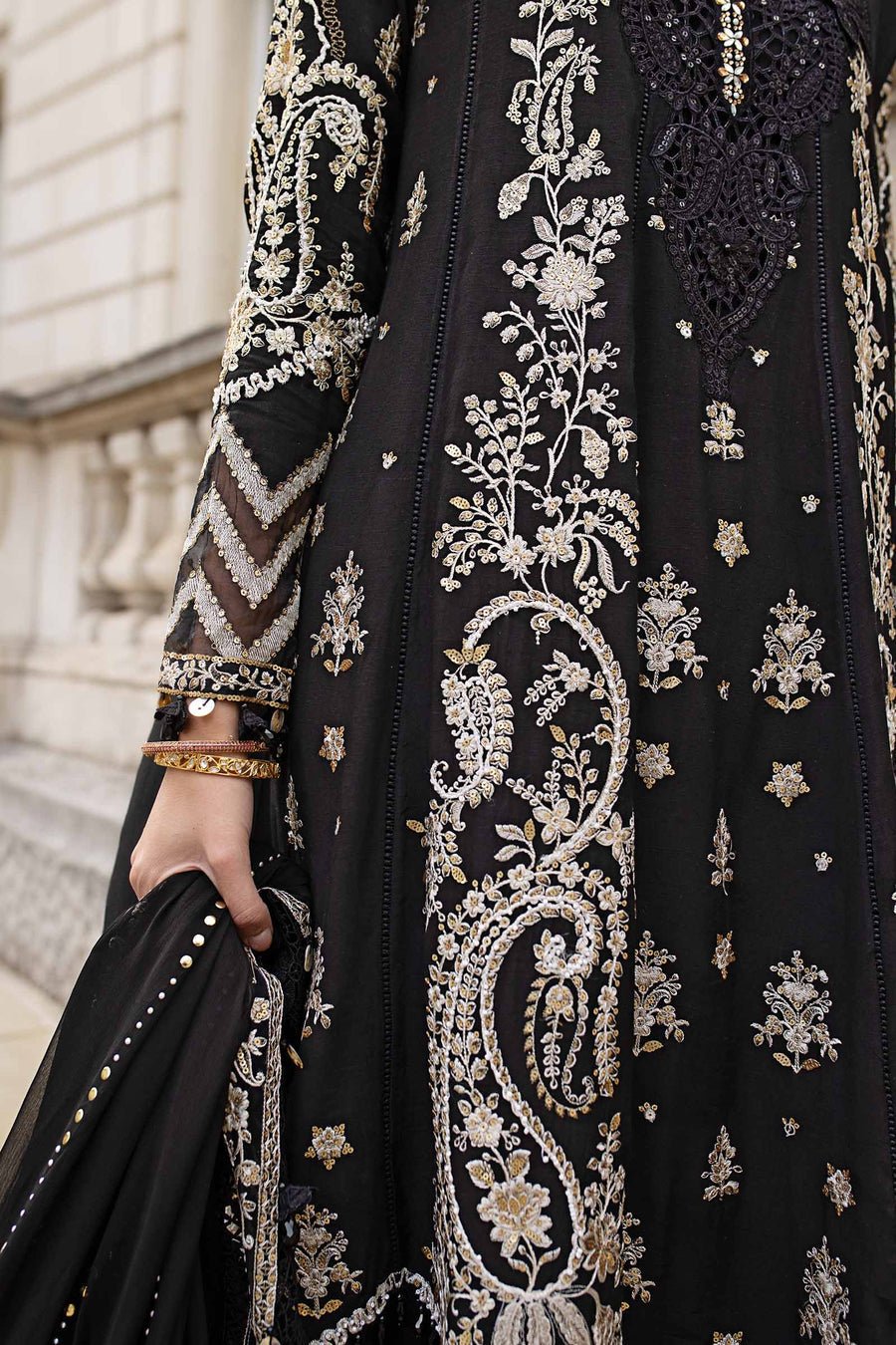Maria B Embroidered Silk Party Wear Suit - Designer Photoshoot Gallery Angle 6 | IQNAZ Couture