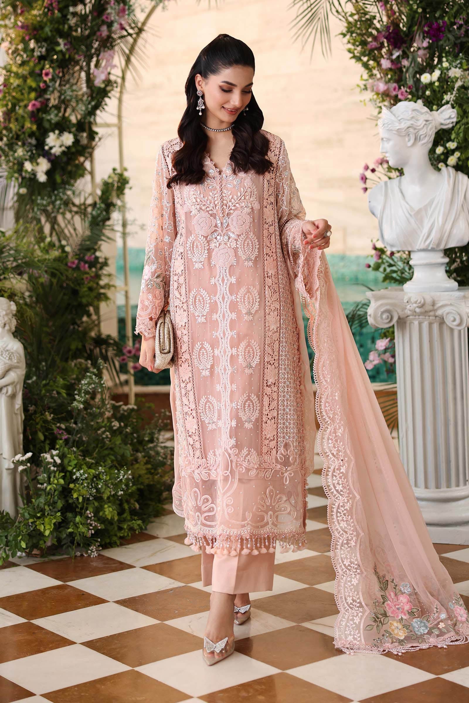 Maria B Embroidered Chiffon Party Wear Suit – Photoshoot Angle 8 Maria B Embroidered Chiffon Party Wear Suit - Designer Photoshoot Gallery Angle 8 | IQNAZ Couture
