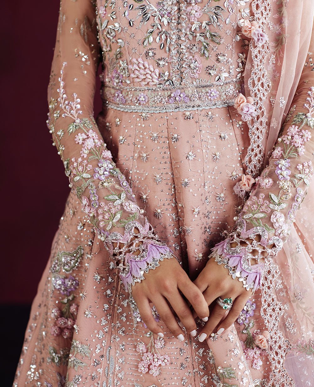 Republic Womens Wear Orsa Hand Embellished Net Party Wear Suit – Embroidery & Handwork Detail Republic Womens Wear Orsa Hand Embellished Net Party Wear Suit - Close-Up Hand Embellishment Tilla & Pearl Work | IQNAZ