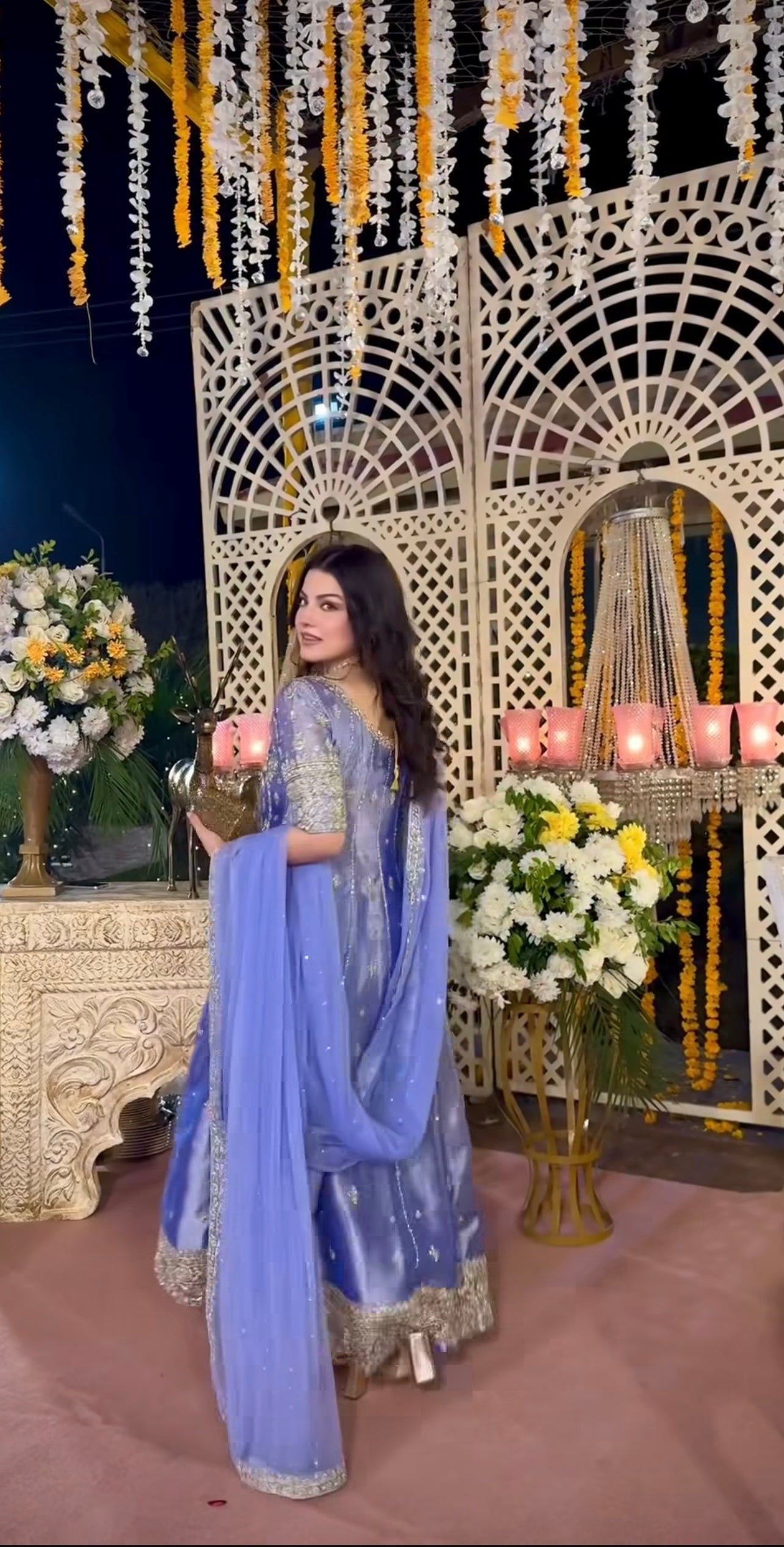 Haris Shakeel Embroidered Net Party Wear Suit - Designer Photoshoot Gallery Angle 6 | IQNAZ Couture