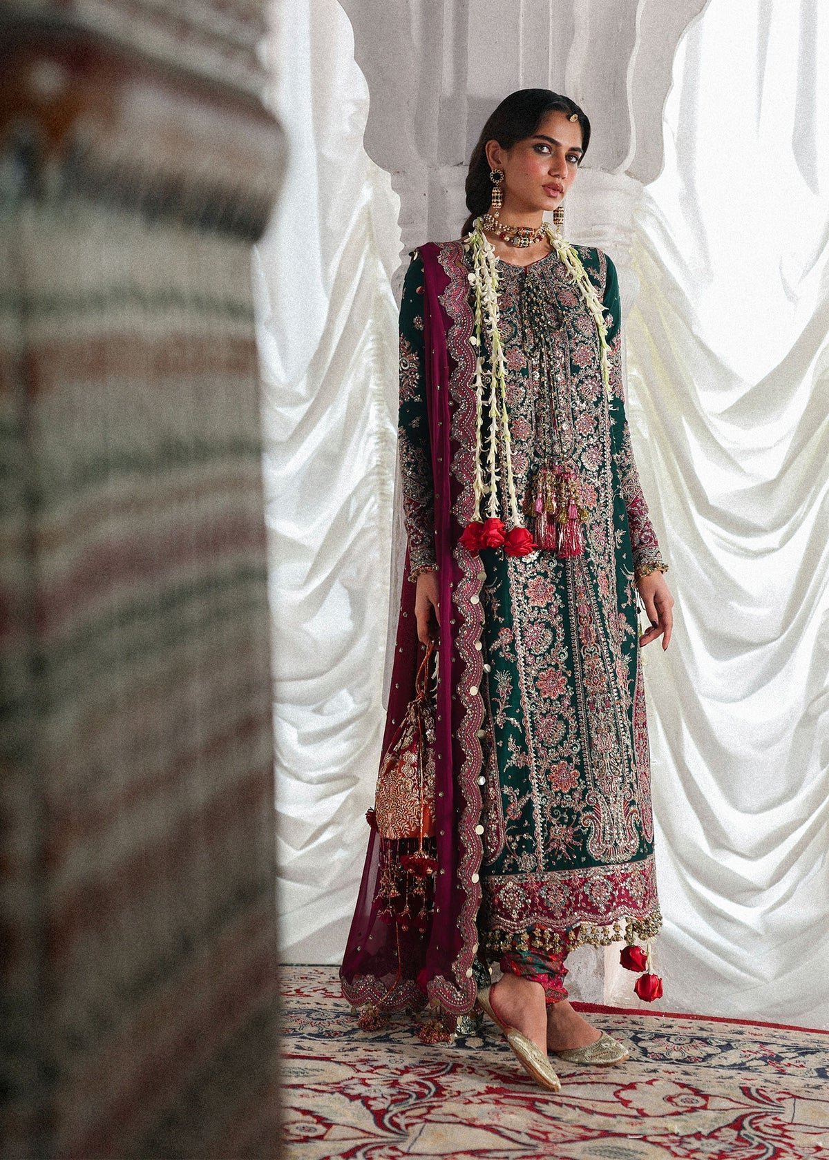 Hussain Rehar Embroidered Chiffon Party Wear Suit - Designer Photoshoot Gallery Angle 7 | IQNAZ Couture