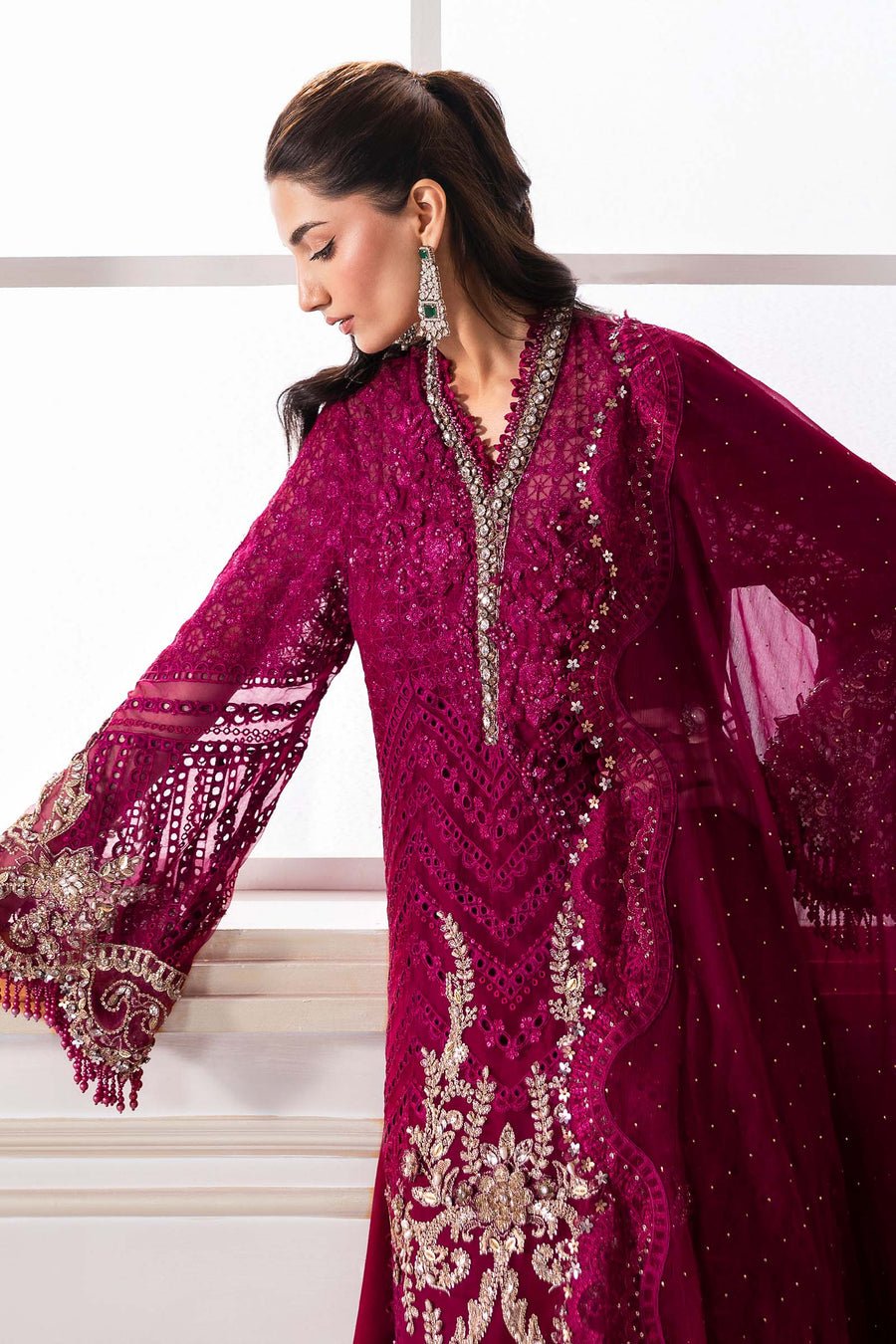 Maria B BD-3003 Embroidered Chiffon Party Wear Suit - Designer Photoshoot Gallery Angle 7 | IQNAZ Couture