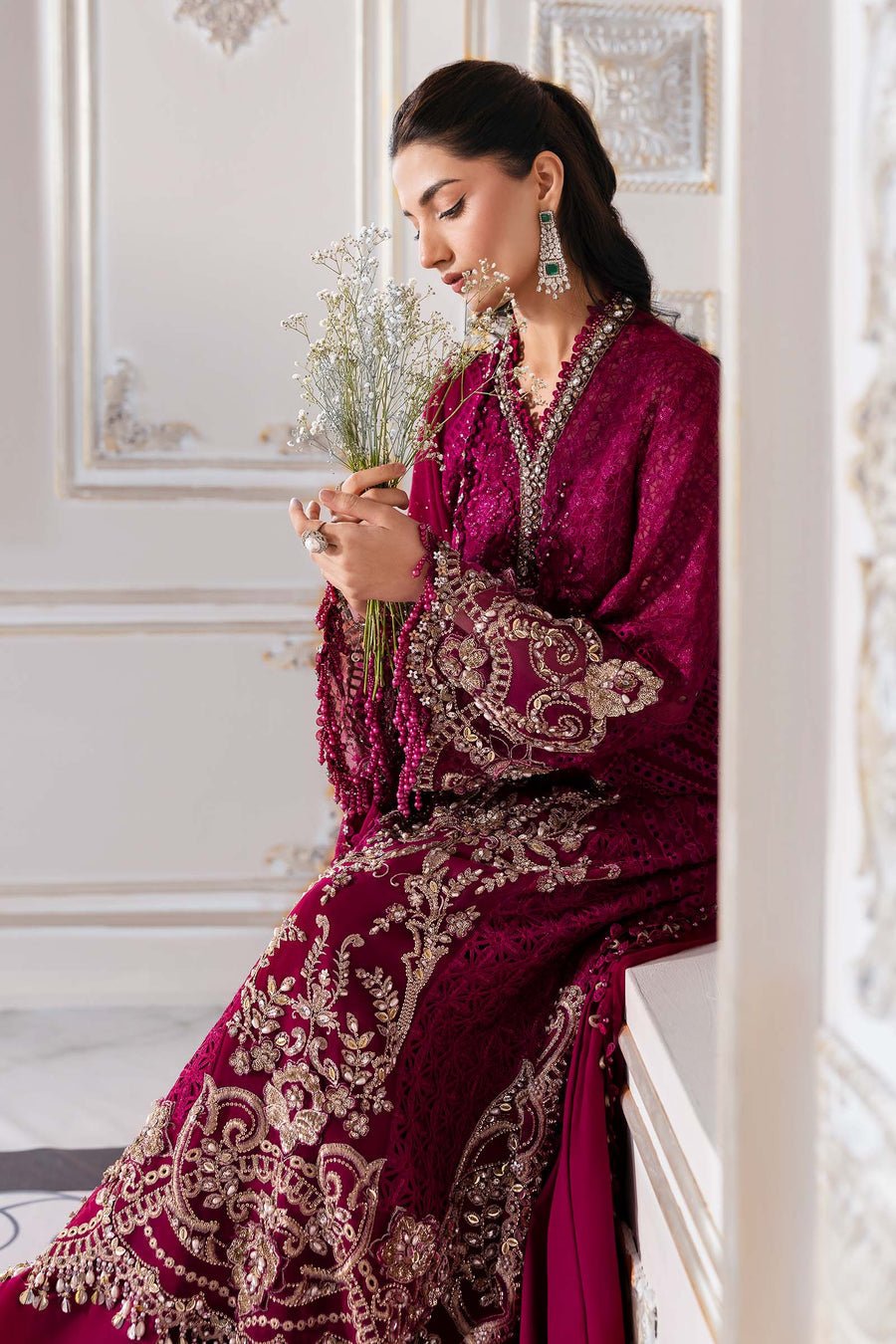 Maria B BD-3003 Embroidered Chiffon Party Wear Suit - Designer Photoshoot Gallery Angle 8 | IQNAZ Couture