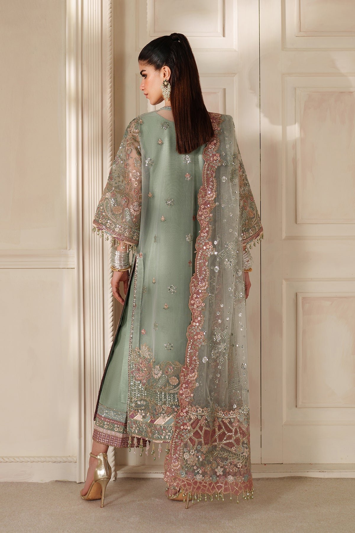 Baroque Luxury Embroidered Organza Party Wear Suit – Trouser & Bottom Fabric Baroque Luxury Embroidered Organza Party Wear Suit - Matching Bottom & Trouser Fabric Details | IQNAZ