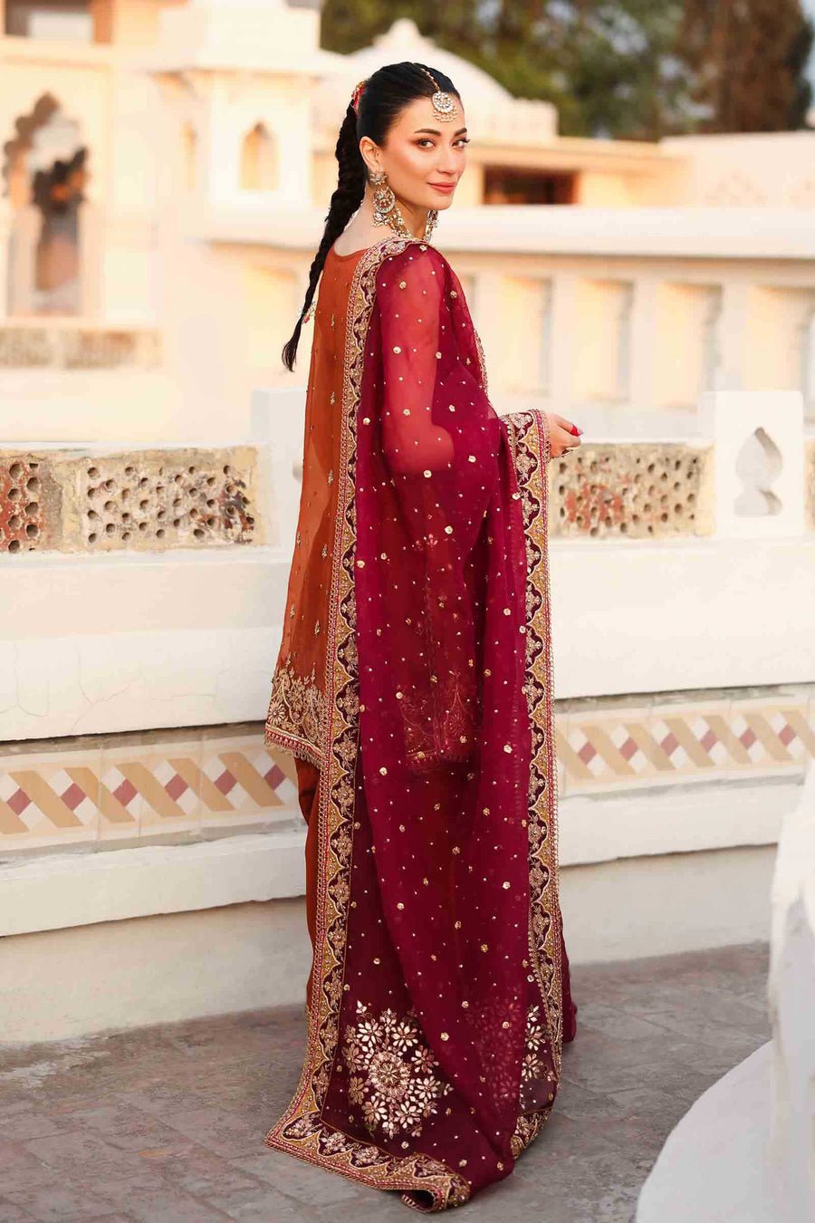 Maria B Embroidered Organza Party Wear Suit - Designer Photoshoot Gallery Angle 6 | IQNAZ Couture