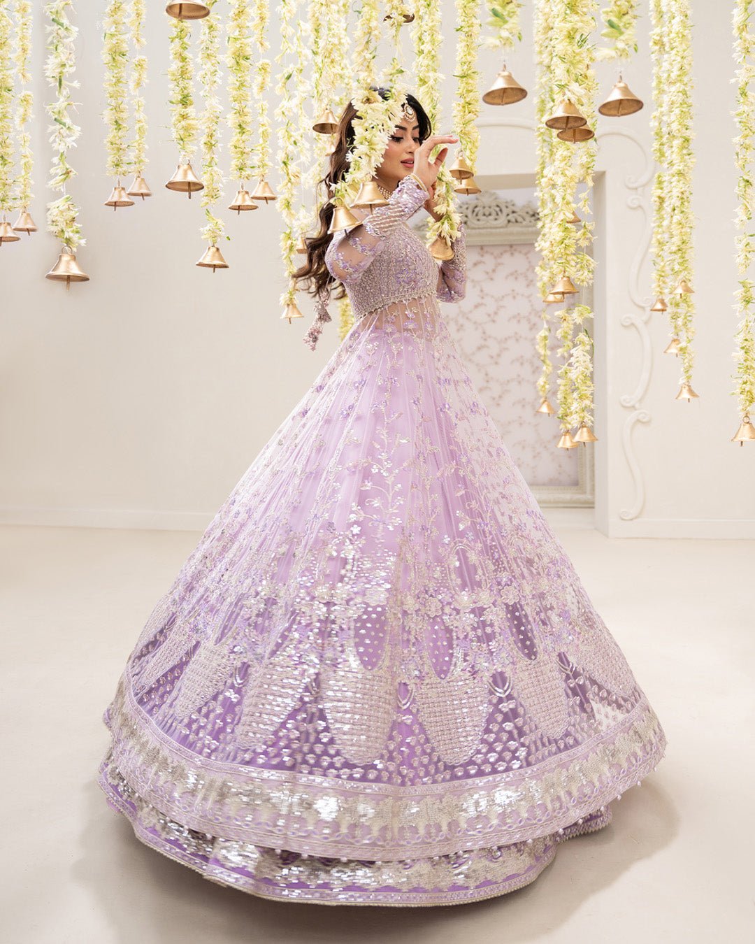 Faiza Saqlain Pinar Embroidered Chiffon Party Wear Suit - Designer Photoshoot Gallery Angle 6 | IQNAZ Couture