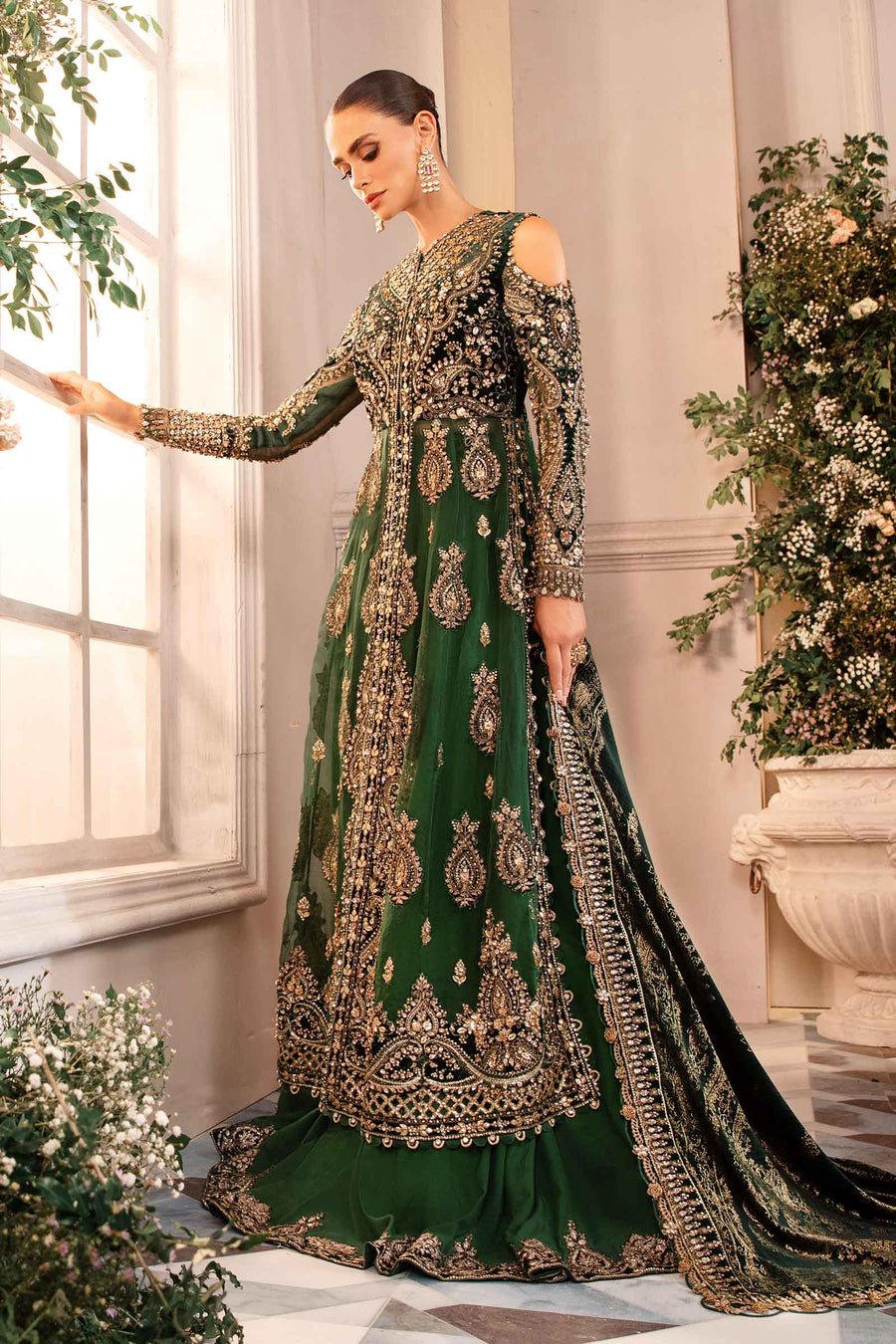 Maria B BD-2904 Hand Embellished Organza Party Wear Suit - Designer Photoshoot Gallery Angle 10 | IQNAZ Couture