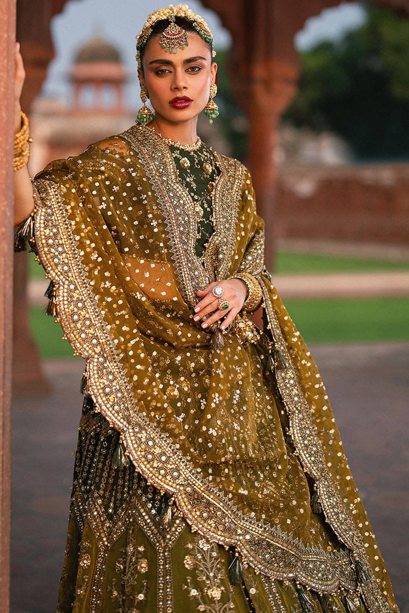 Mohsin Naveed Ranjha Afsana Hand Embellished Silk Party Wear Suit - Four-Sided Embroidered Dupatta & Pallu Border | IQNAZ