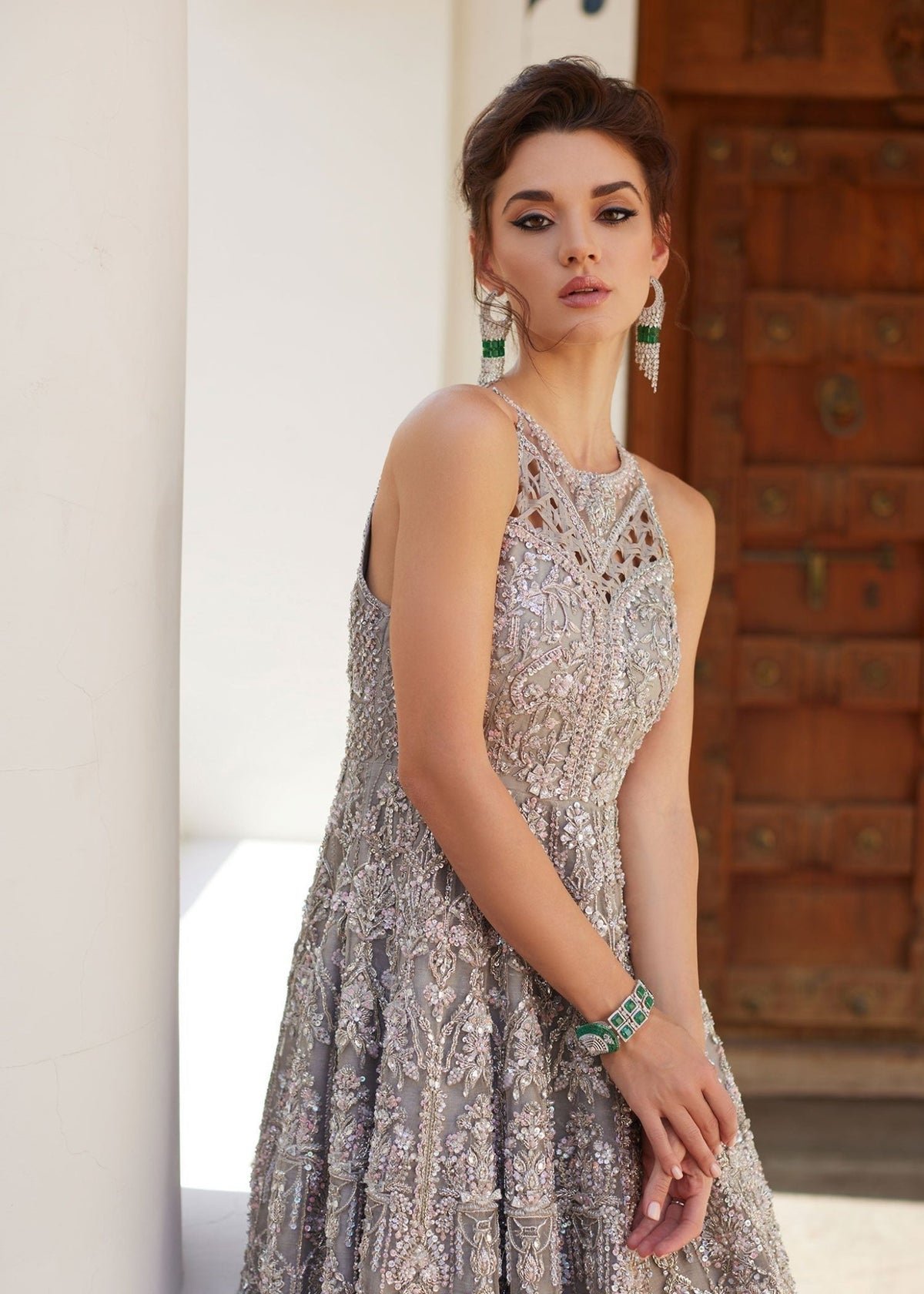 Kanwal Malik Hand Embellished Organza Party Wear Suit - Close-Up Hand Embellishment Tilla & Pearl Work | IQNAZ