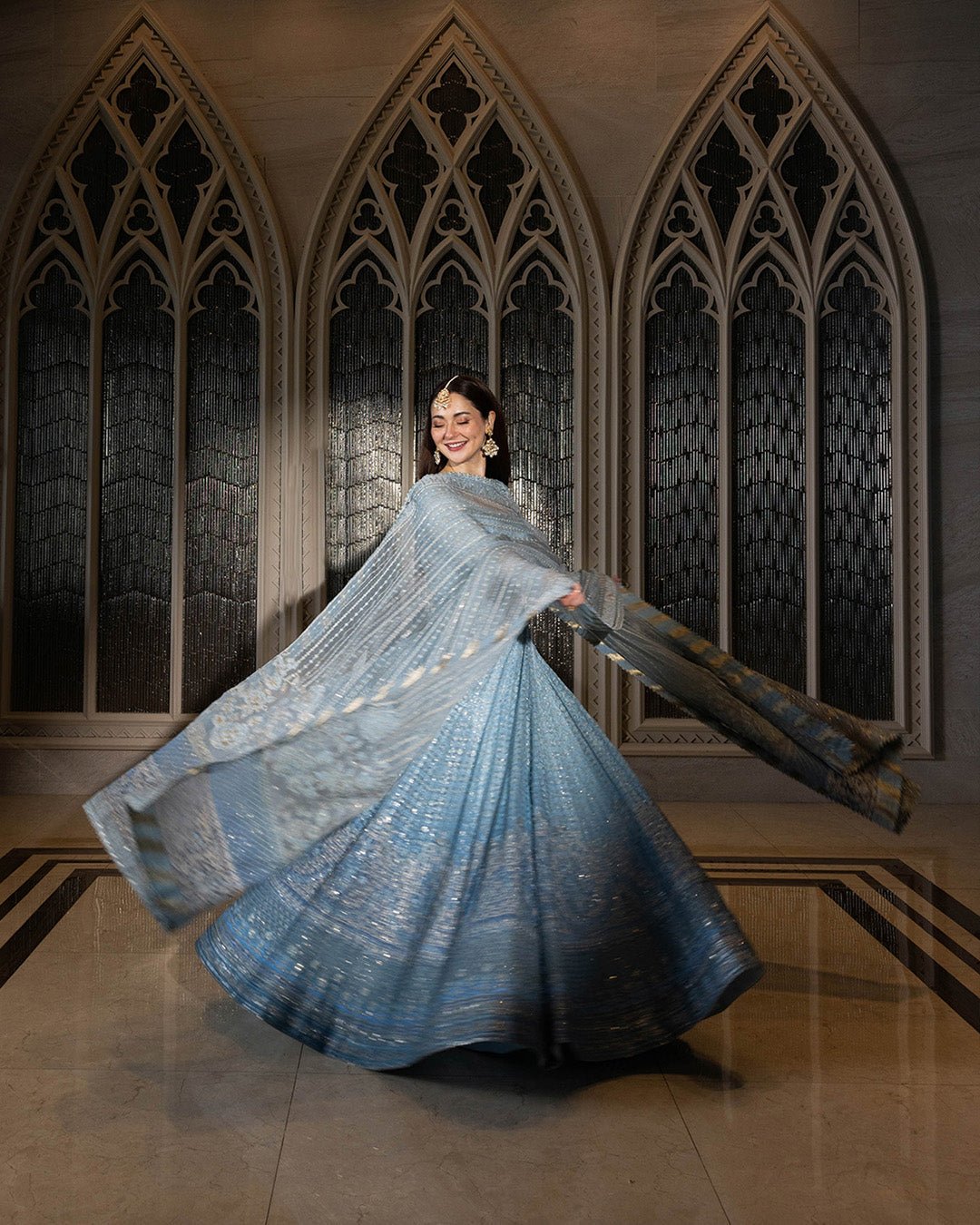 Faiza Saqlain Miyah Hand Embellished Organza Party Wear Suit - Designer Photoshoot Gallery Angle 6 | IQNAZ Couture