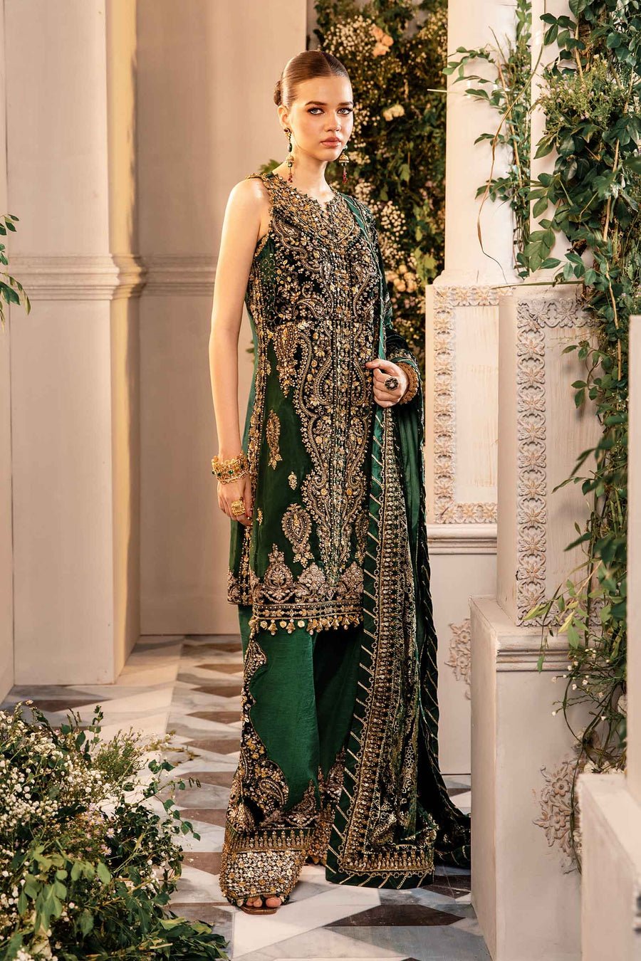 Maria B BD-2904 Hand Embellished Organza Party Wear Suit - Designer Photoshoot Gallery Angle 8 | IQNAZ Couture