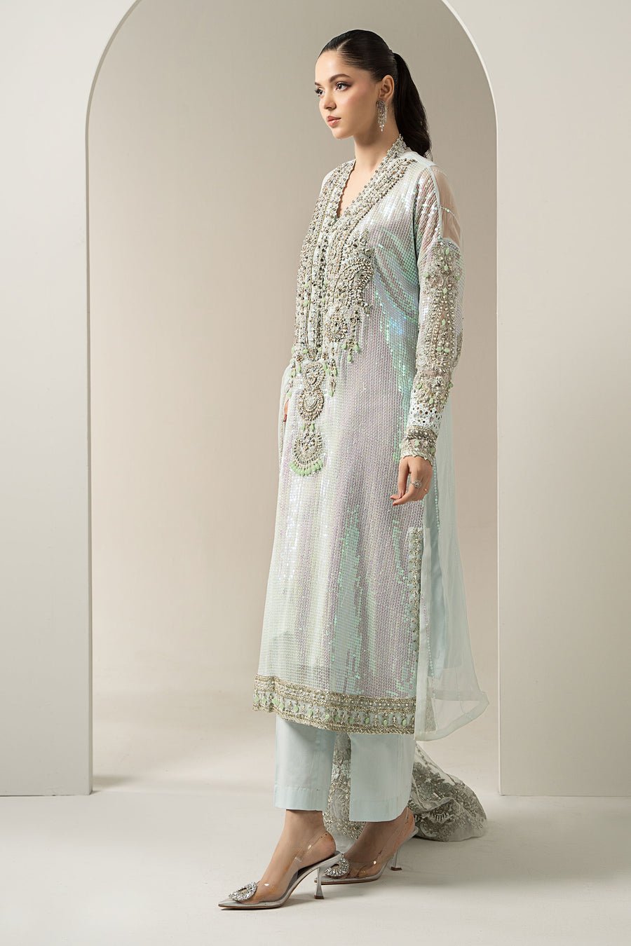 Maria B BD-3005 Embroidered Chiffon Party Wear Suit – Photoshoot Angle 12 Maria B BD-3005 Embroidered Chiffon Party Wear Suit - Designer Photoshoot Gallery Angle 12 | IQNAZ Couture