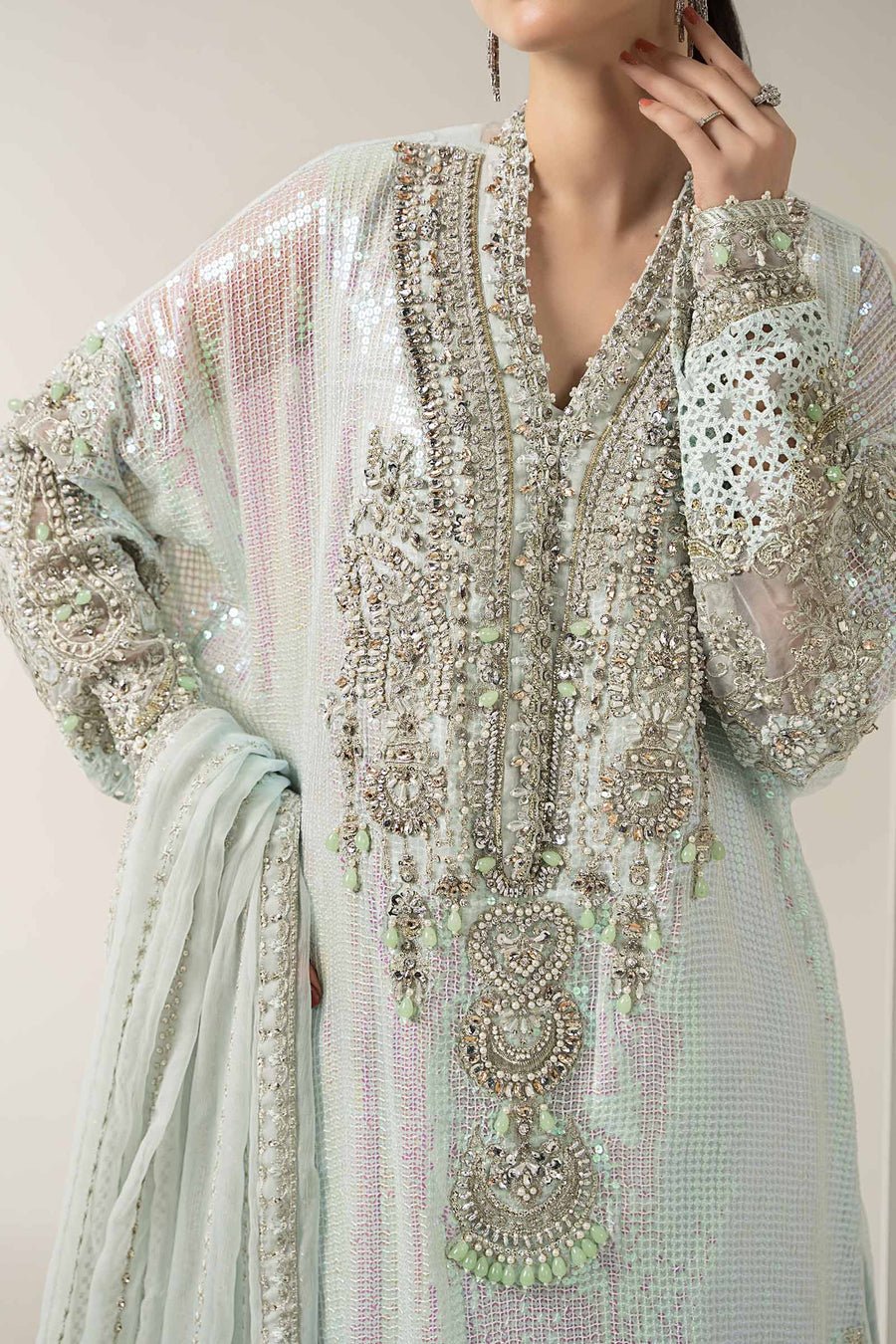 Maria B BD-3005 Embroidered Chiffon Party Wear Suit – Photoshoot Angle 8 Maria B BD-3005 Embroidered Chiffon Party Wear Suit - Designer Photoshoot Gallery Angle 8 | IQNAZ Couture