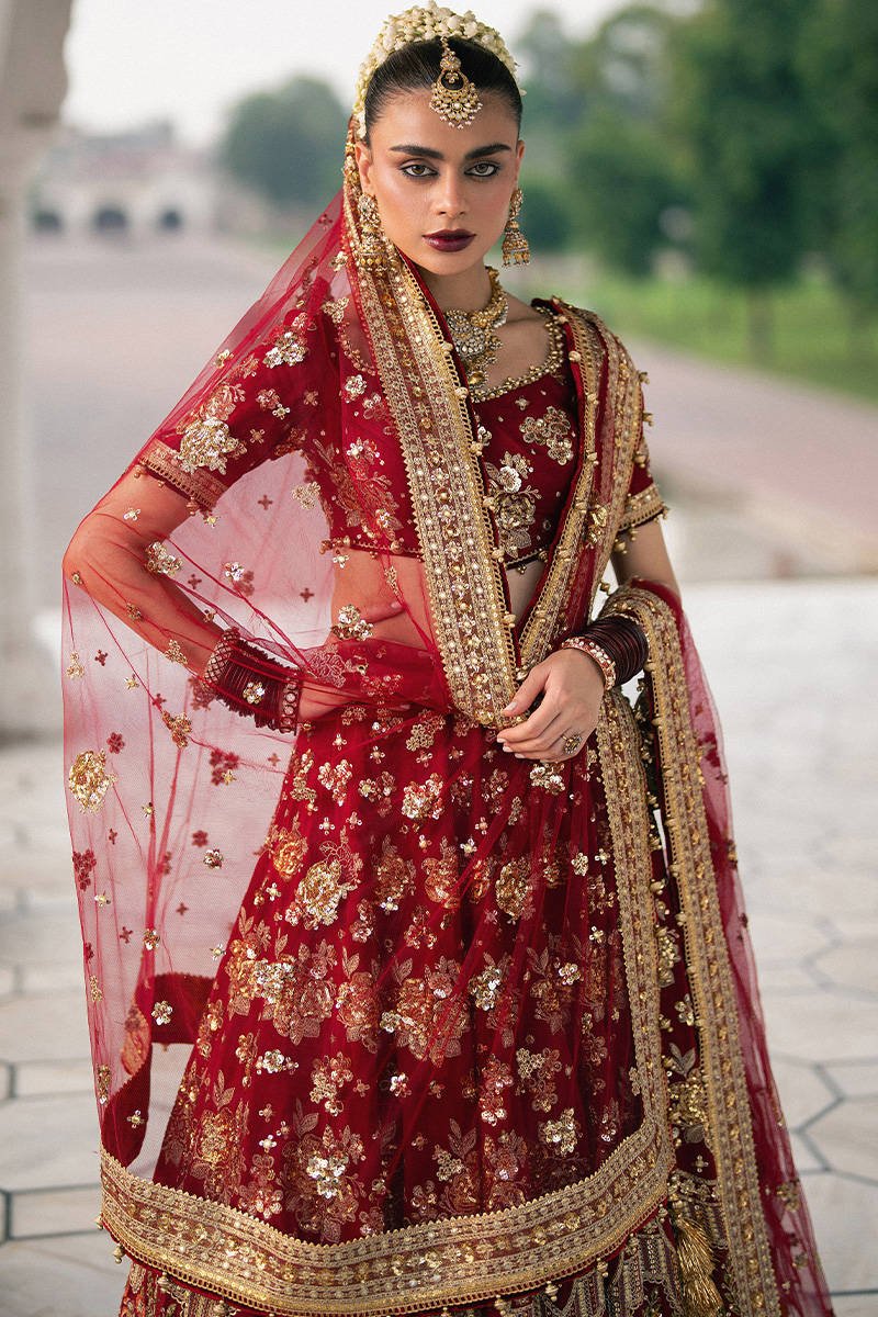 Mohsin Naveed Ranjha Bia Jaan Hand Embellished Organza Party Wear Suit - Four-Sided Embroidered Dupatta & Pallu Border | IQNAZ