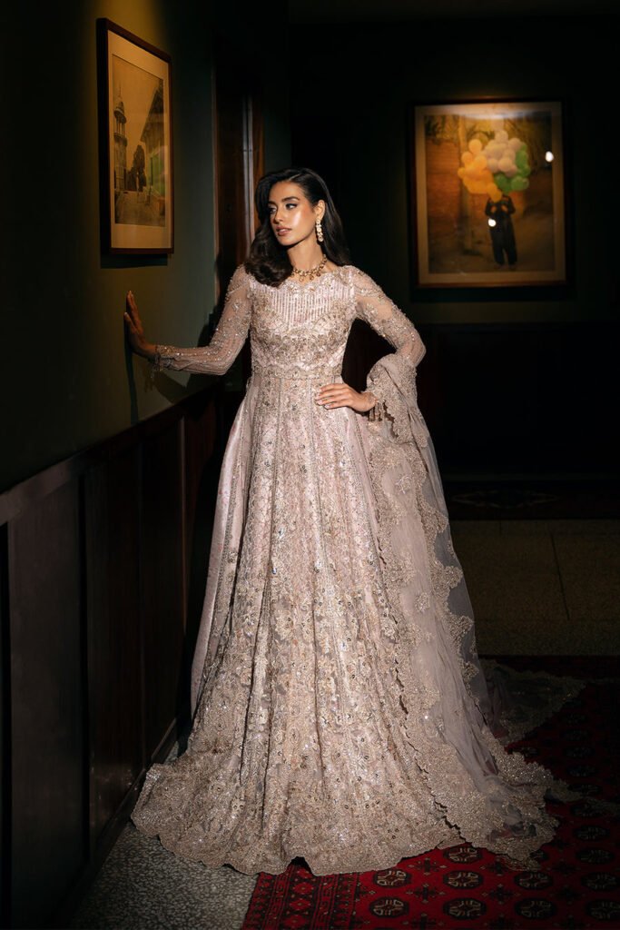 Republic Womens Wear Rigel Srf Hand Embellished Organza Party Wear Suit - Model Front Look | Pakistani Designer Replica Wholesale | IQNAZ
