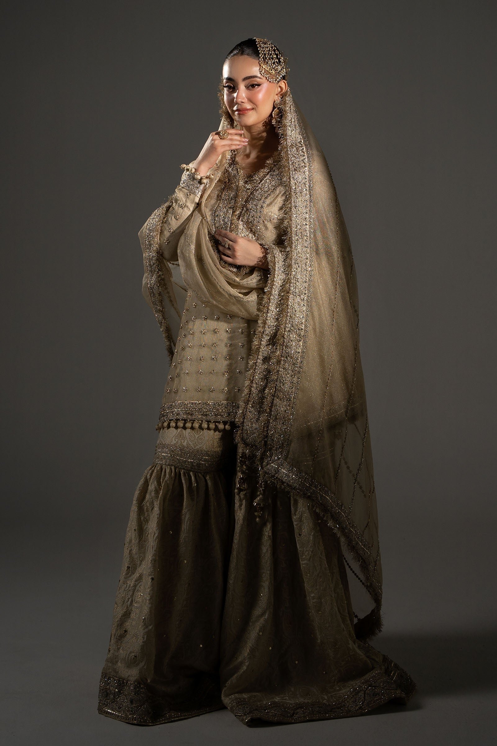 Maria B Hand Embellished Silk Party Wear Suit - Designer Photoshoot Gallery Angle 14 | IQNAZ Couture