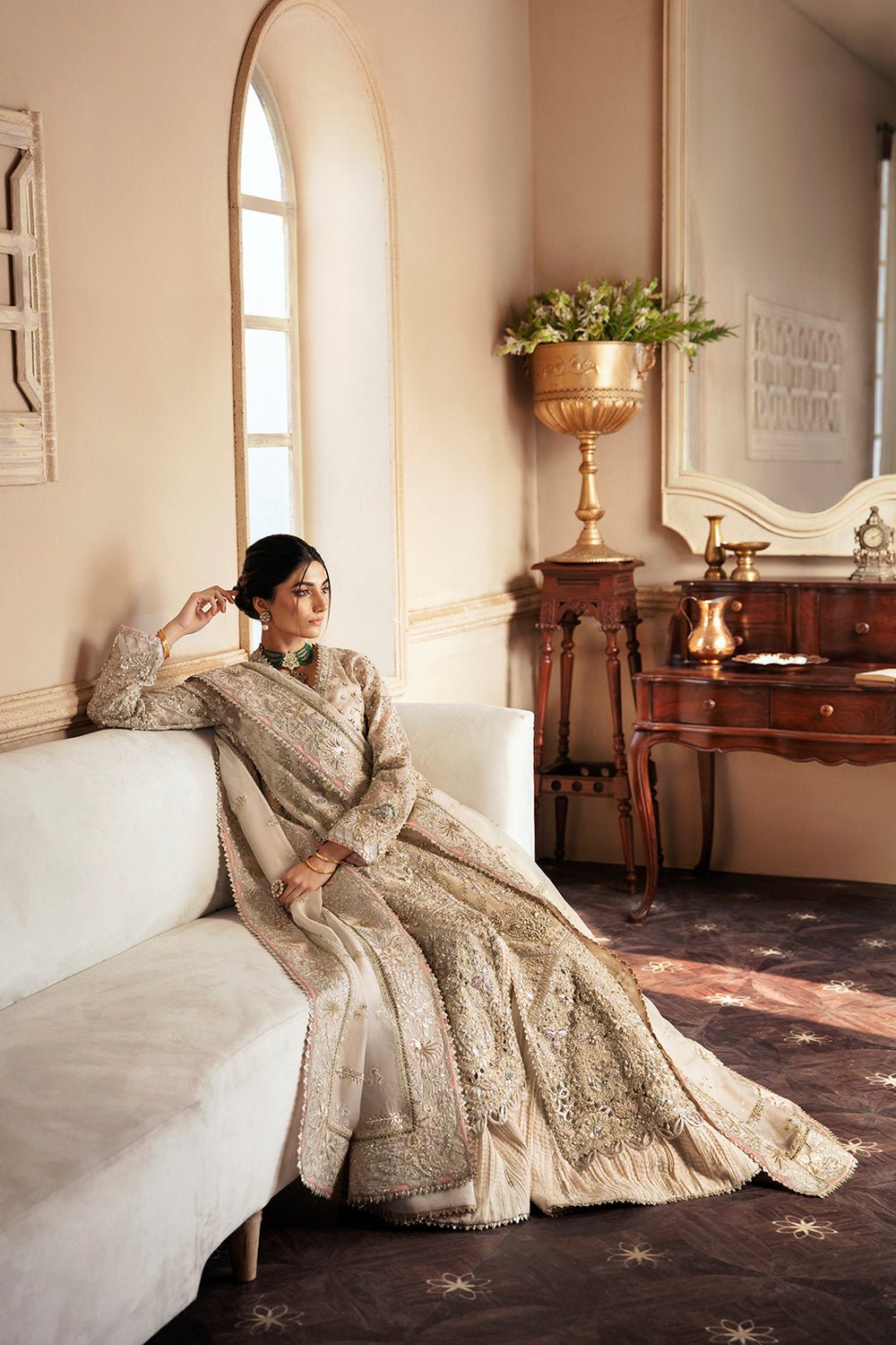 Soraya Miel Embroidered Organza Party Wear Suit - Four-Sided Embroidered Dupatta & Pallu Border | IQNAZ