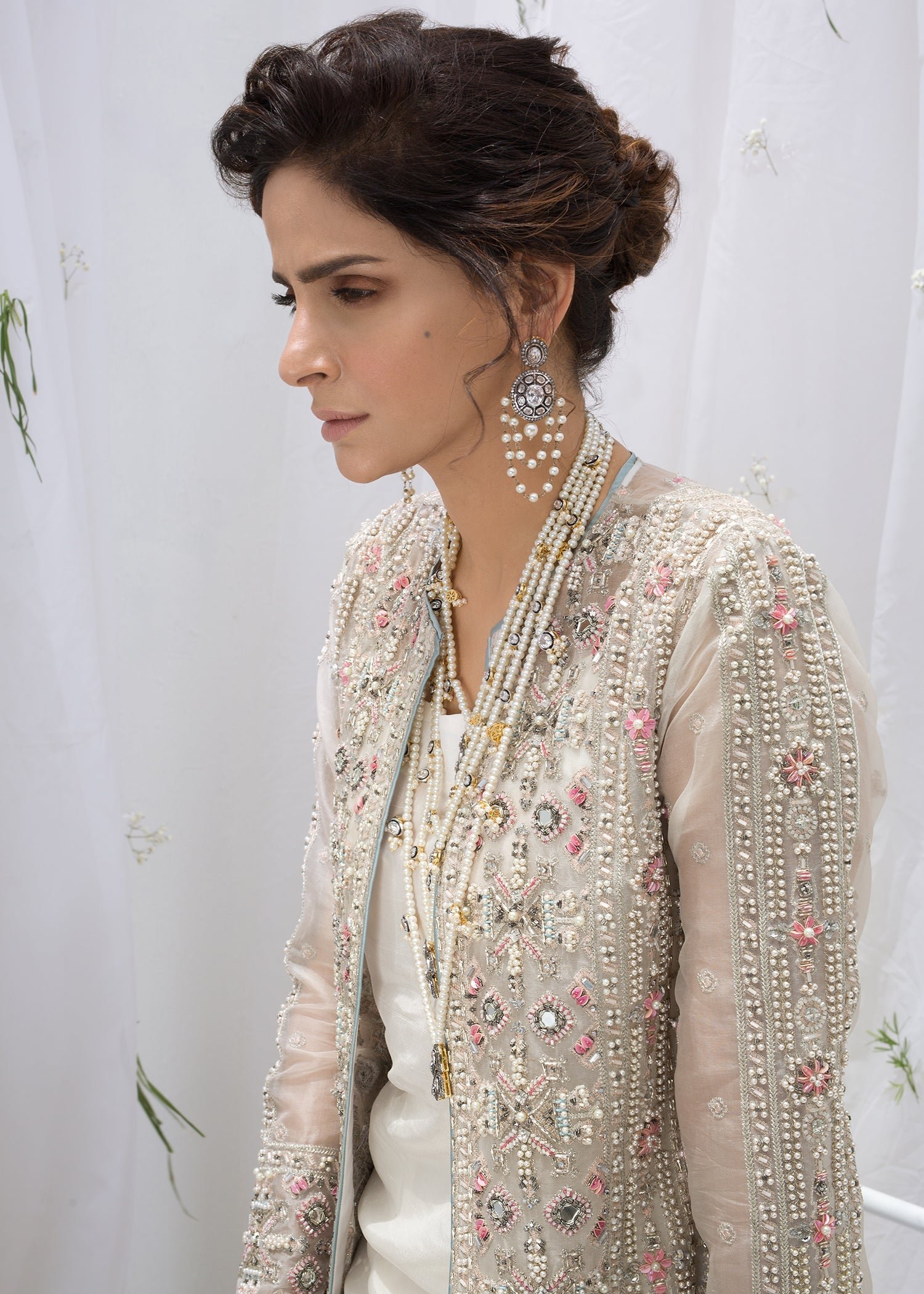 Hussain Rehar Embroidered Organza Party Wear Suit – Photoshoot Angle 6 Hussain Rehar Embroidered Organza Party Wear Suit - Designer Photoshoot Gallery Angle 6 | IQNAZ Couture