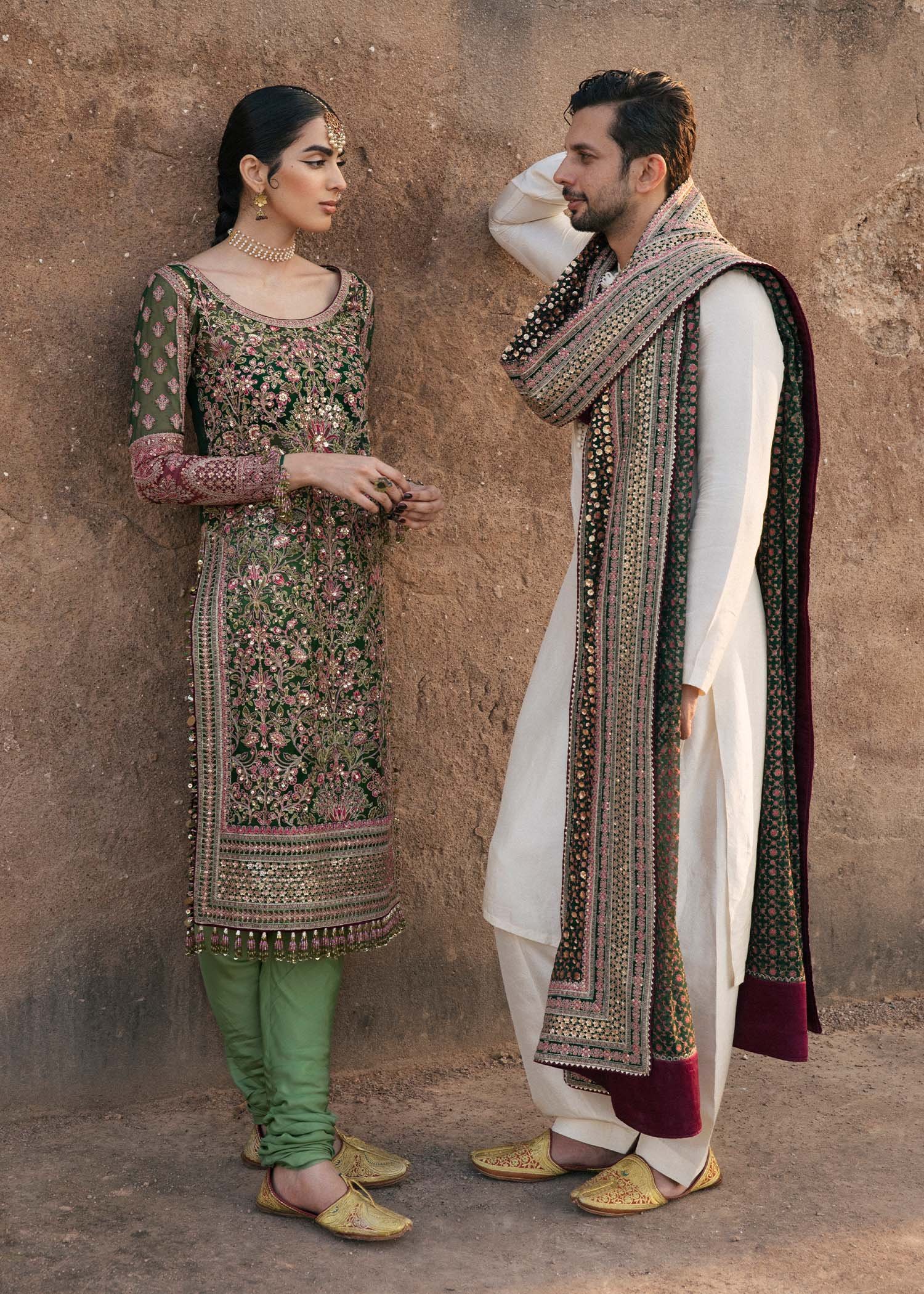 Hussain Rehar Zeenat Hand Embellished Organza Party Wear Suit - Four-Sided Embroidered Dupatta & Pallu Border | IQNAZ