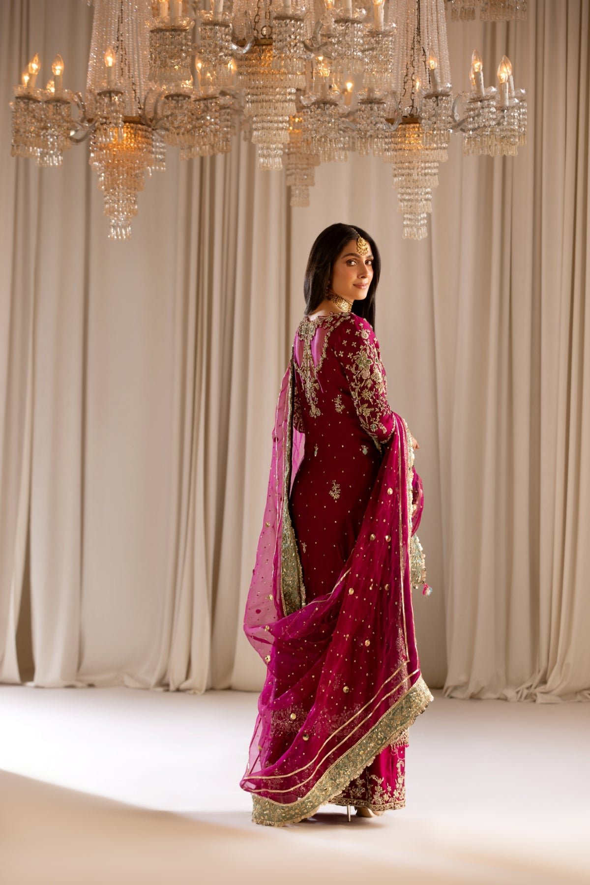 Republic Womens Wear Tabeer Embroidered Organza Party Wear Suit - Four-Sided Embroidered Dupatta & Pallu Border | IQNAZ