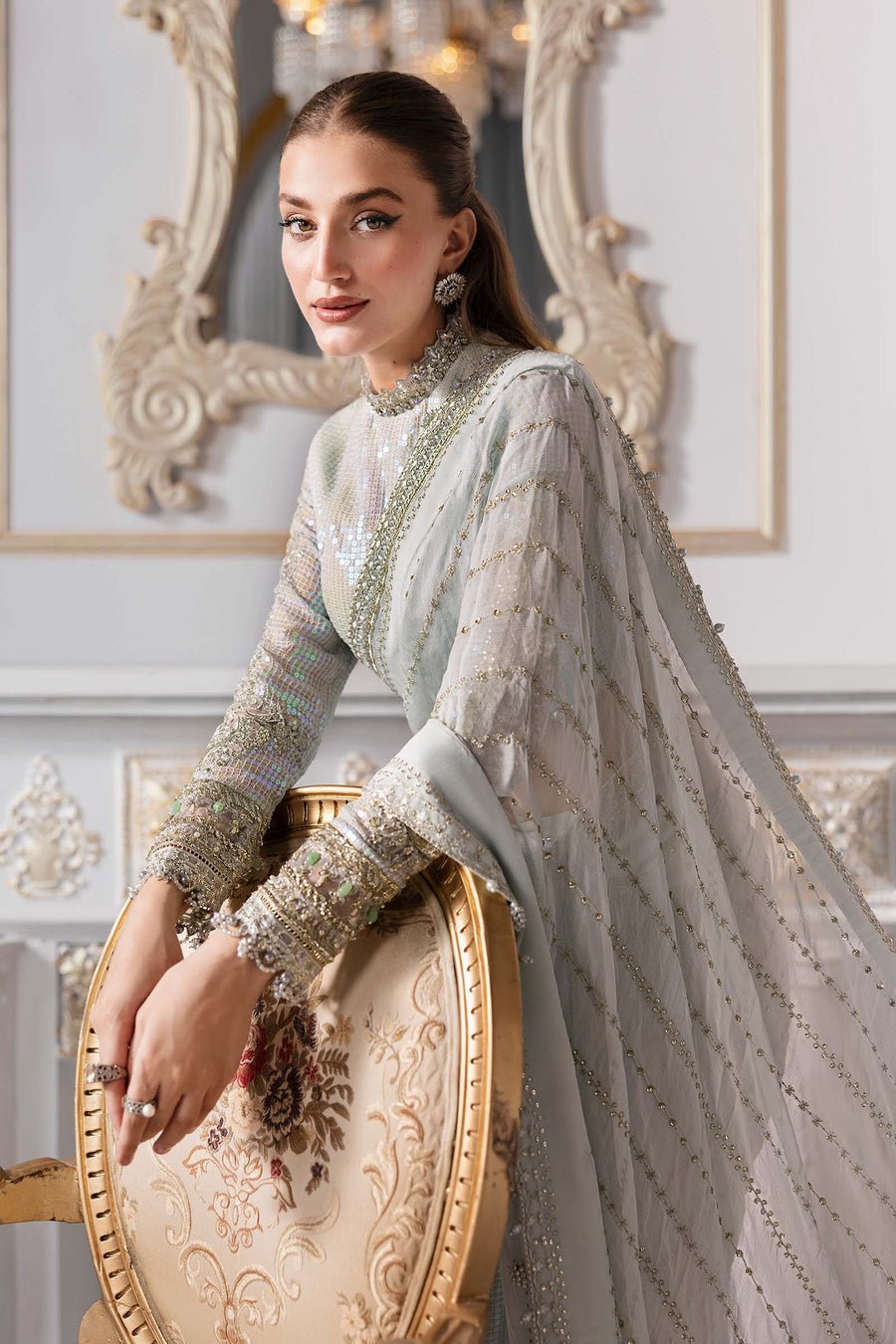 Maria B BD-3005 Embroidered Chiffon Party Wear Suit – Photoshoot Angle 19 Maria B BD-3005 Embroidered Chiffon Party Wear Suit - Designer Photoshoot Gallery Angle 19 | IQNAZ Couture