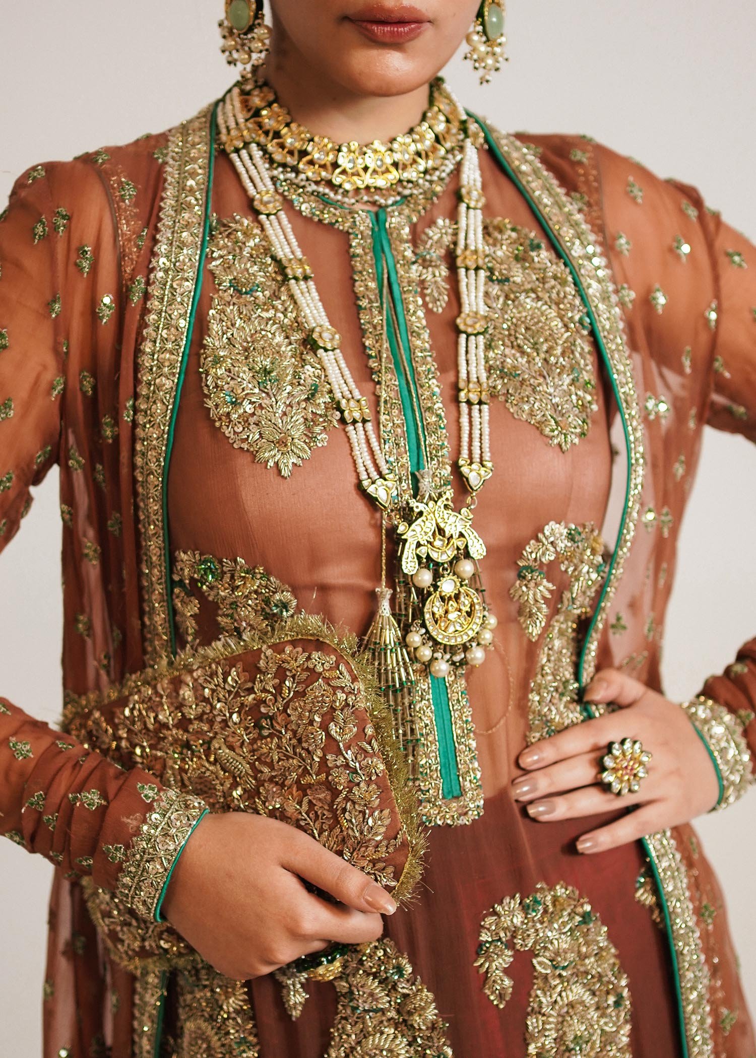 Hussain Rehar Hand Embellished Silk Party Wear Suit – Photoshoot Angle 6 Hussain Rehar Hand Embellished Silk Party Wear Suit - Designer Photoshoot Gallery Angle 6 | IQNAZ Couture