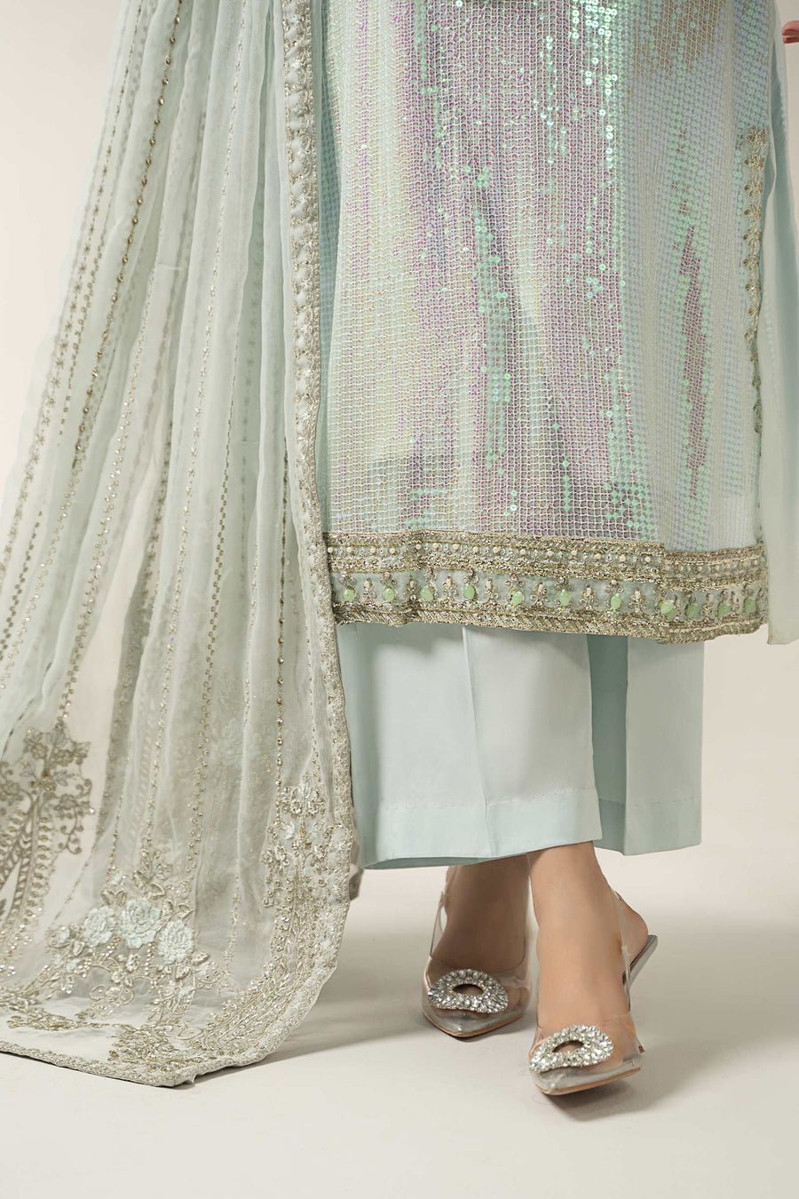 Maria B BD-3005 Embroidered Chiffon Party Wear Suit – Photoshoot Angle 9 Maria B BD-3005 Embroidered Chiffon Party Wear Suit - Designer Photoshoot Gallery Angle 9 | IQNAZ Couture