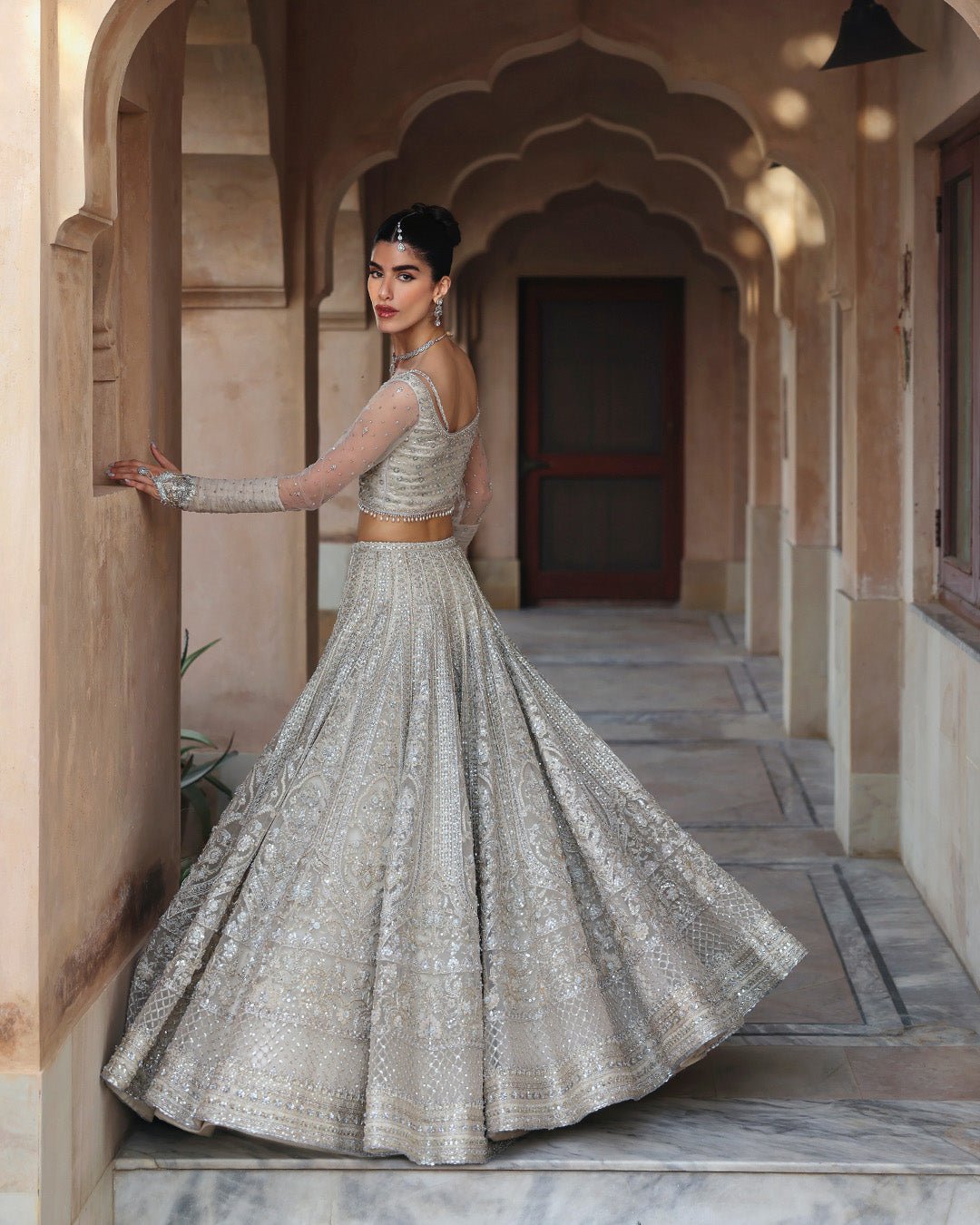 Faiza Saqlain Cammi Hand Embellished Net Bridal Maxi – Photoshoot Angle 7 Faiza Saqlain Cammi Hand Embellished Net Bridal Maxi - Designer Photoshoot Gallery Angle 7 | IQNAZ Couture