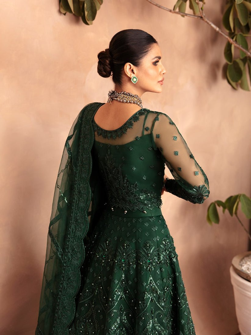Mushq Aurora Gl Embroidered Organza Party Wear Suit - Four-Sided Embroidered Dupatta & Pallu Border | IQNAZ
