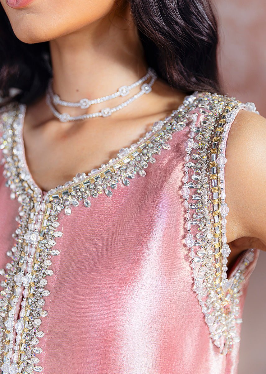 Sara Rohail Asghar Embroidered Organza Party Wear Suit – Dupatta & Border Detailing Sara Rohail Asghar Embroidered Organza Party Wear Suit - Four-Sided Embroidered Dupatta & Pallu Border | IQNAZ