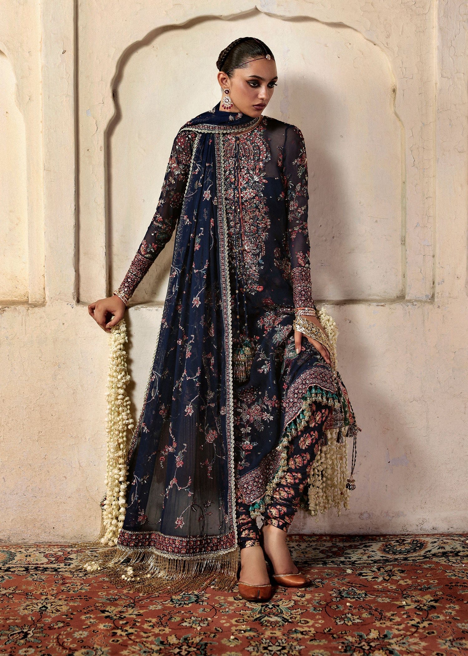 Hussain Rehar Embroidered Chiffon Party Wear Suit - Matching Bottom & Trouser Fabric Details | IQNAZ