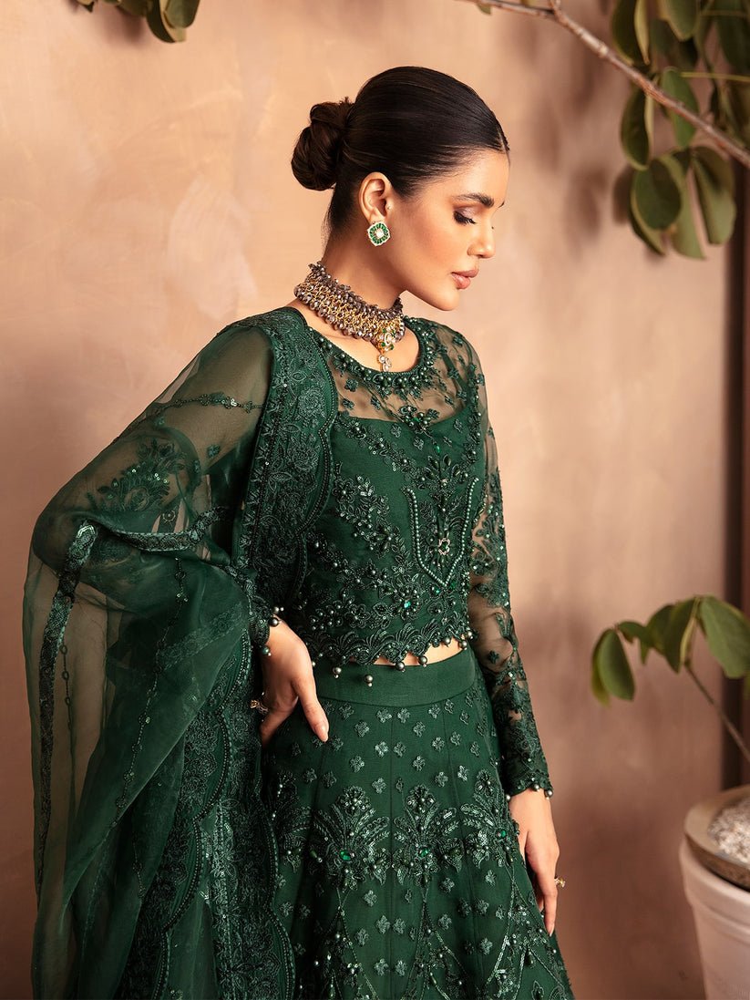 Mushq Aurora Gl Embroidered Organza Party Wear Suit - Matching Bottom & Trouser Fabric Details | IQNAZ