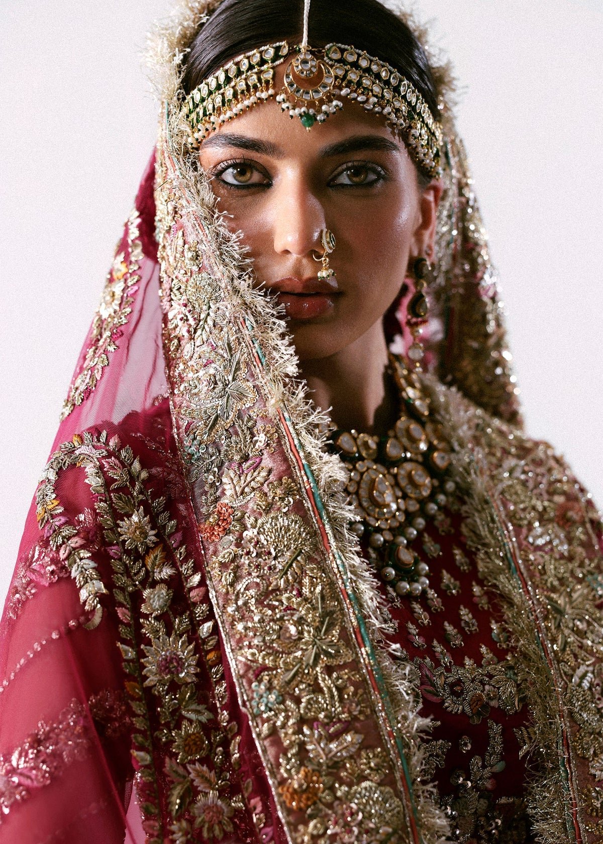 Hussain Rehar Hand Embellished Net Party Wear Suit - Four-Sided Embroidered Dupatta & Pallu Border | IQNAZ