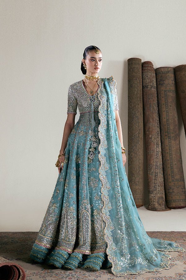 Suffuse Iris Couture Anaira Hand Embellished Organza Party Wear Suit - Model Front Look | Pakistani Designer Replica Wholesale | IQNAZ