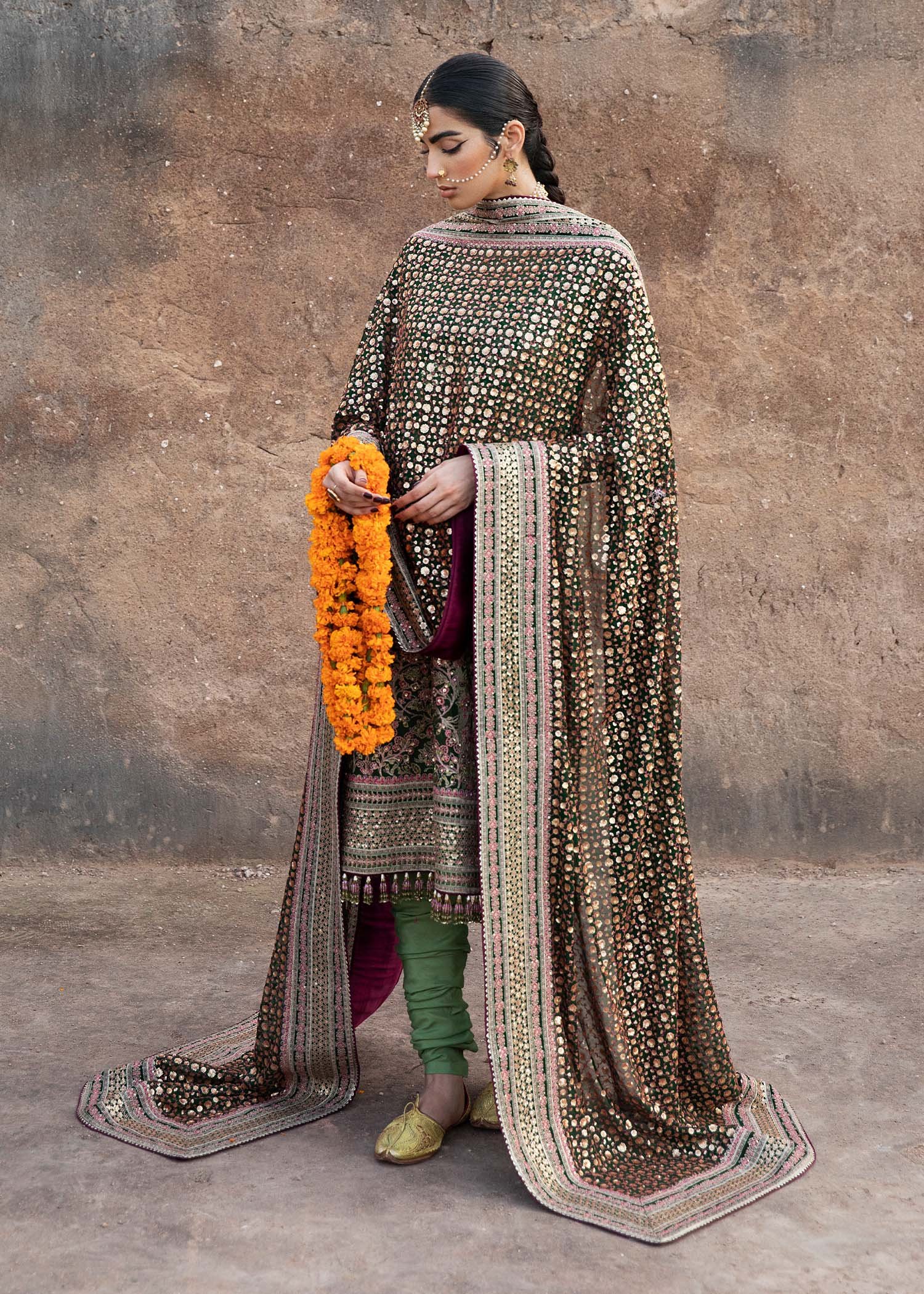 Hussain Rehar Zeenat Hand Embellished Organza Party Wear Suit - Designer Photoshoot Gallery Angle 7 | IQNAZ Couture