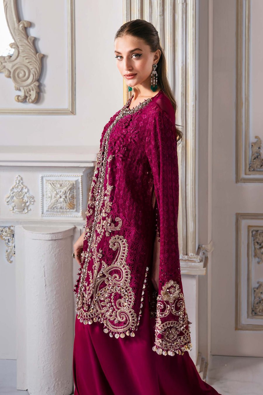 Maria B BD-3003 Embroidered Chiffon Party Wear Suit - Designer Photoshoot Gallery Angle 16 | IQNAZ Couture