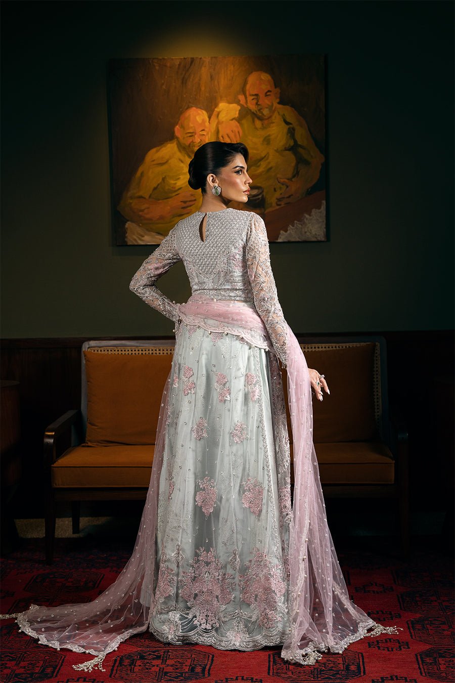 Republic Womens Wear Kylo Srf Embroidered Organza Party Wear Suit – Embroidery & Handwork Detail Republic Womens Wear Kylo Srf Embroidered Organza Party Wear Suit - Close-Up Hand Embellishment Tilla & Pearl Work | IQNAZ