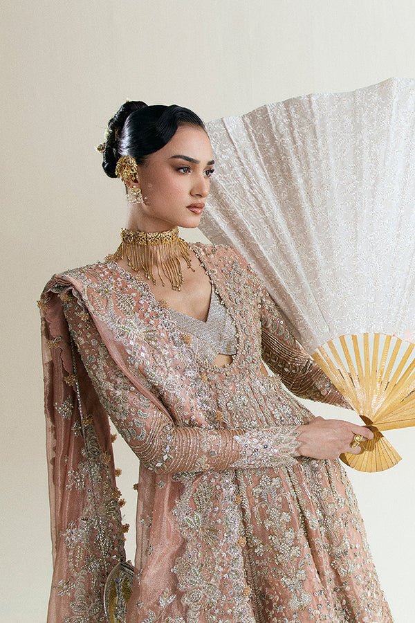Suffuse Iris Couture Mahveen Hand Embellished Organza Party Wear Suit - Embroidered Back & Daman Silhouette Detailing | IQNAZ