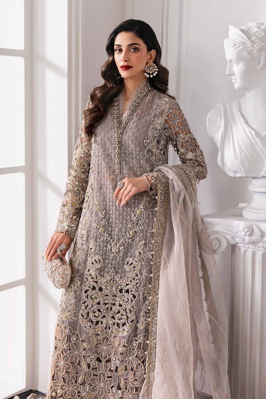 Maria B BD-3006 Hand Embellished Organza Party Wear Suit - Designer Photoshoot Gallery Angle 11 | IQNAZ Couture